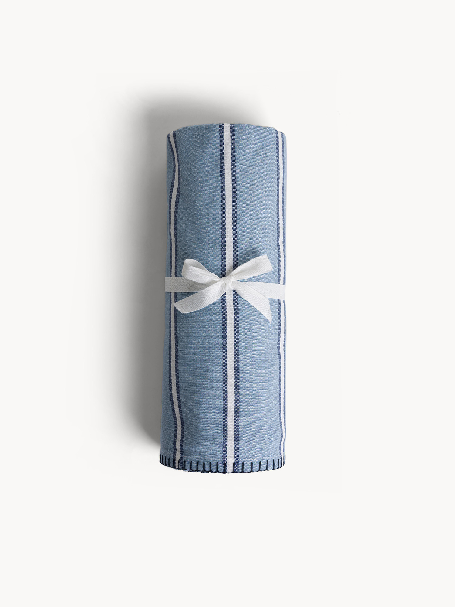 Cotton throw blanket striped print, Blue, large image number 2