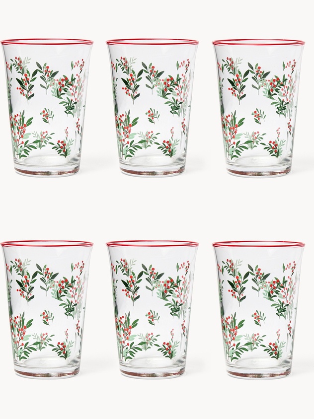 Set 6 bicchieri motivo agrifoglio