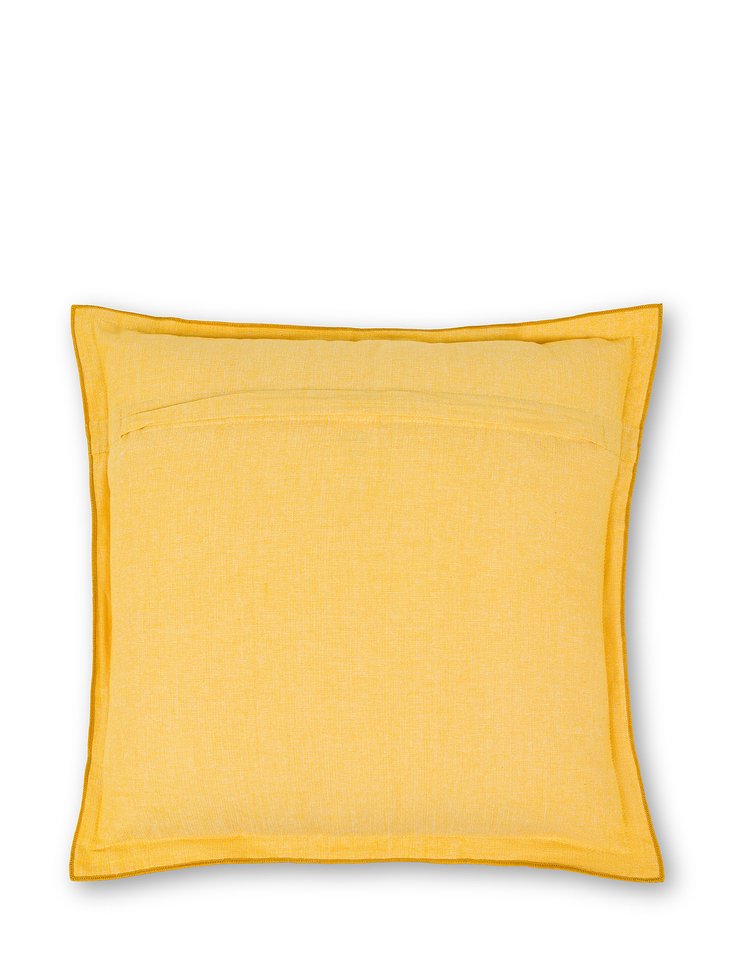 Cuscino cotone chambray tinta unita 45x45cm, Giallo, large image number 1