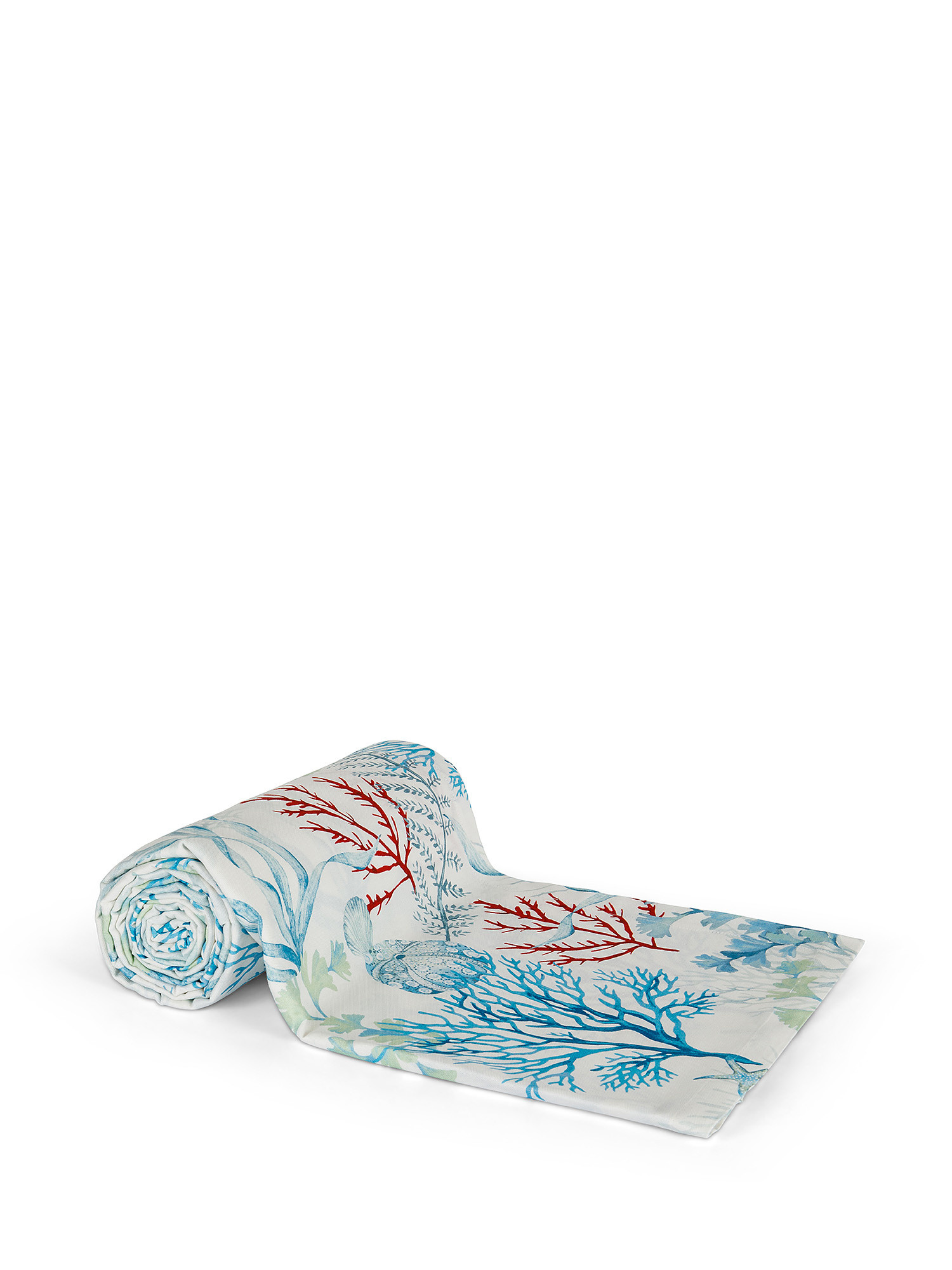 Furnishing towel in marine print cotton, White, large image number 0