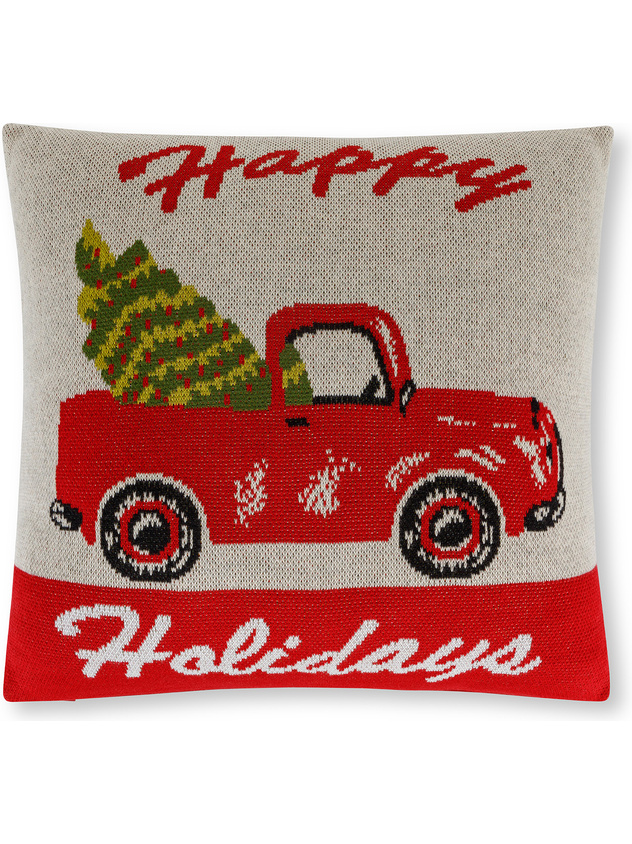 Jacquard knitted cushion with writing 45x45 cm