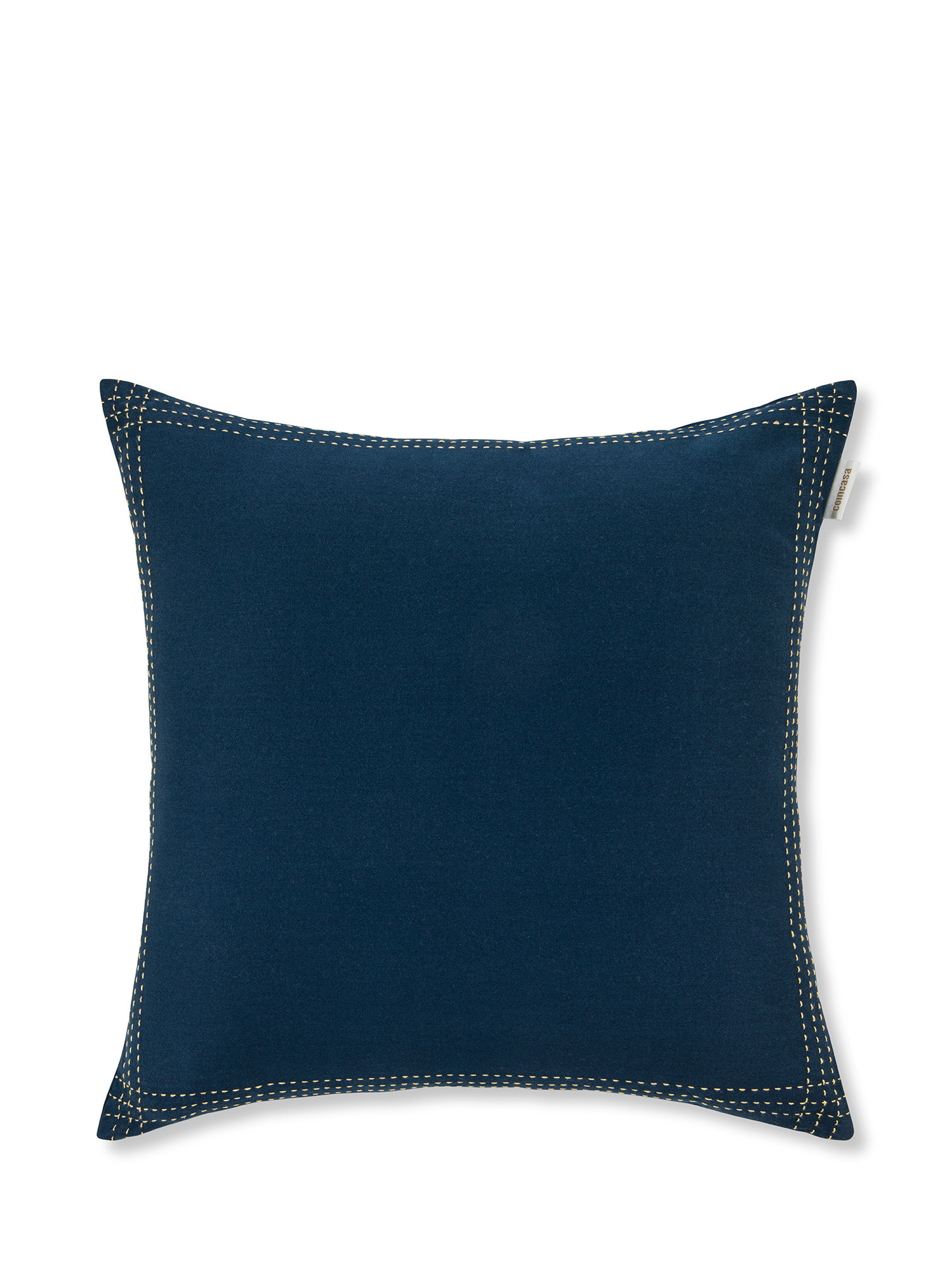 Cotton twill cushion with stitching 45x45cm, Dark Blue, large image number 0
