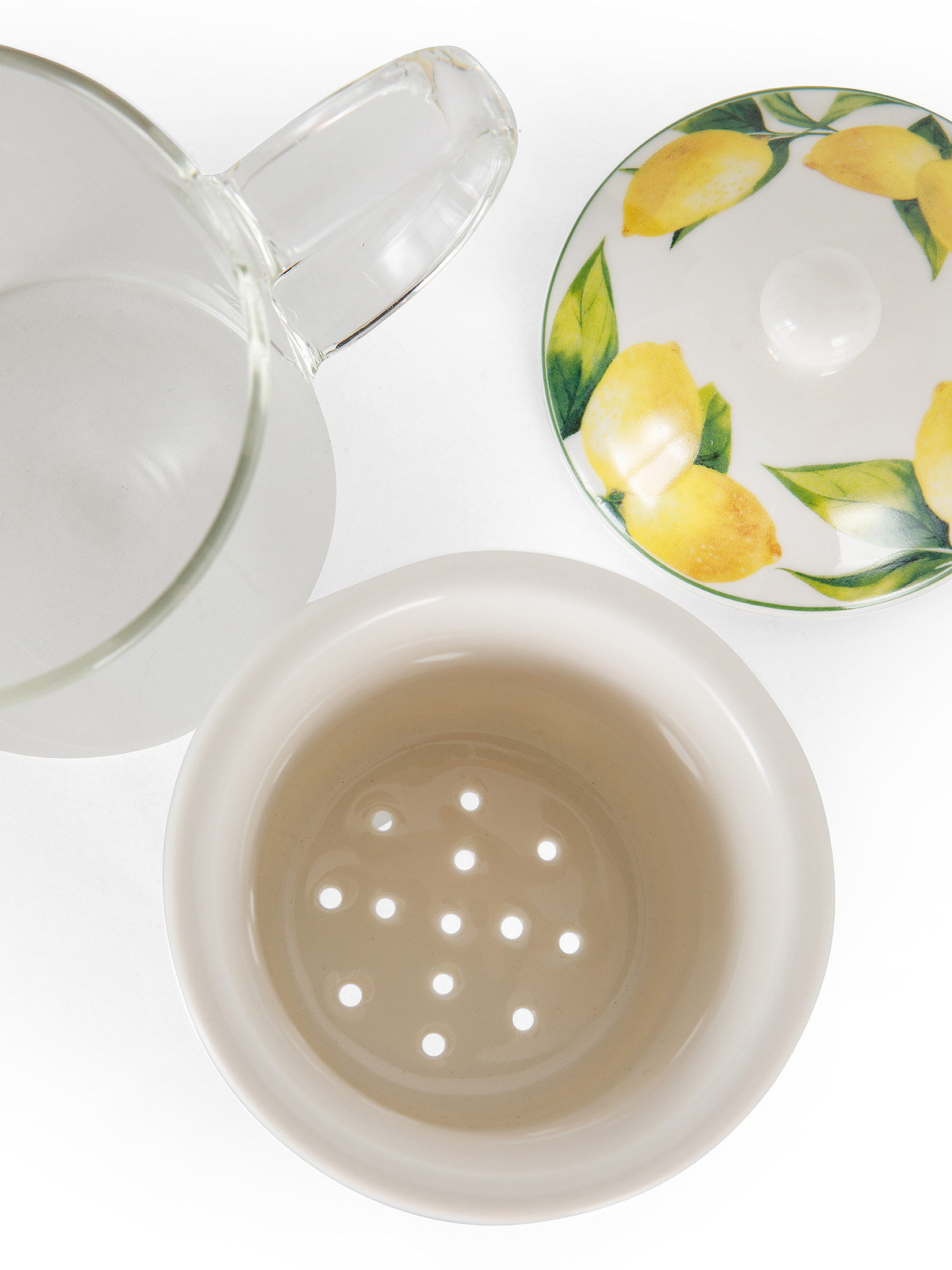 New bone china tea pot with lemons motif, White, large image number 1