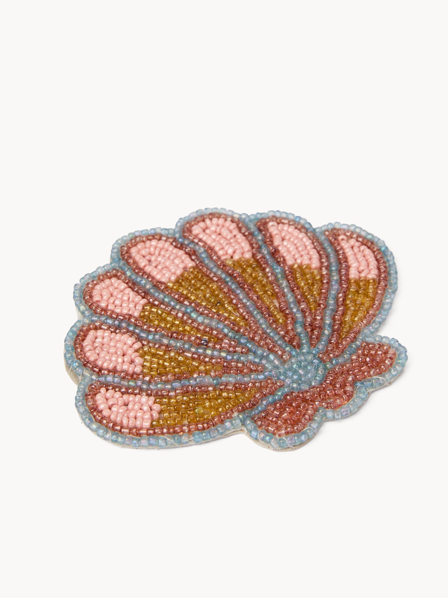 Set 4 sottobicchieri fatti a mano con perline in vetro, Rosso, large image number 1