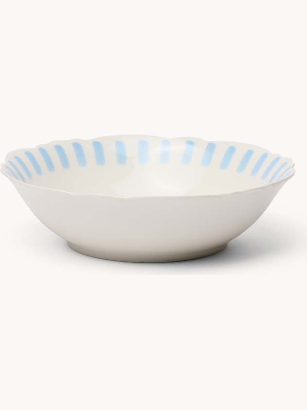 New Bone China Salad Bowl with Blue Stripes - Introductory Price