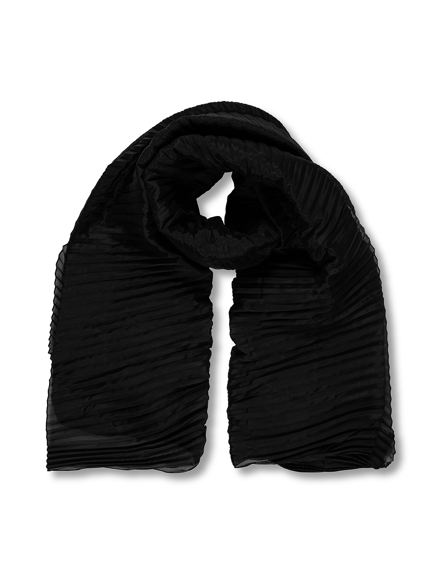 Pleated scarf, Black, large image number 0