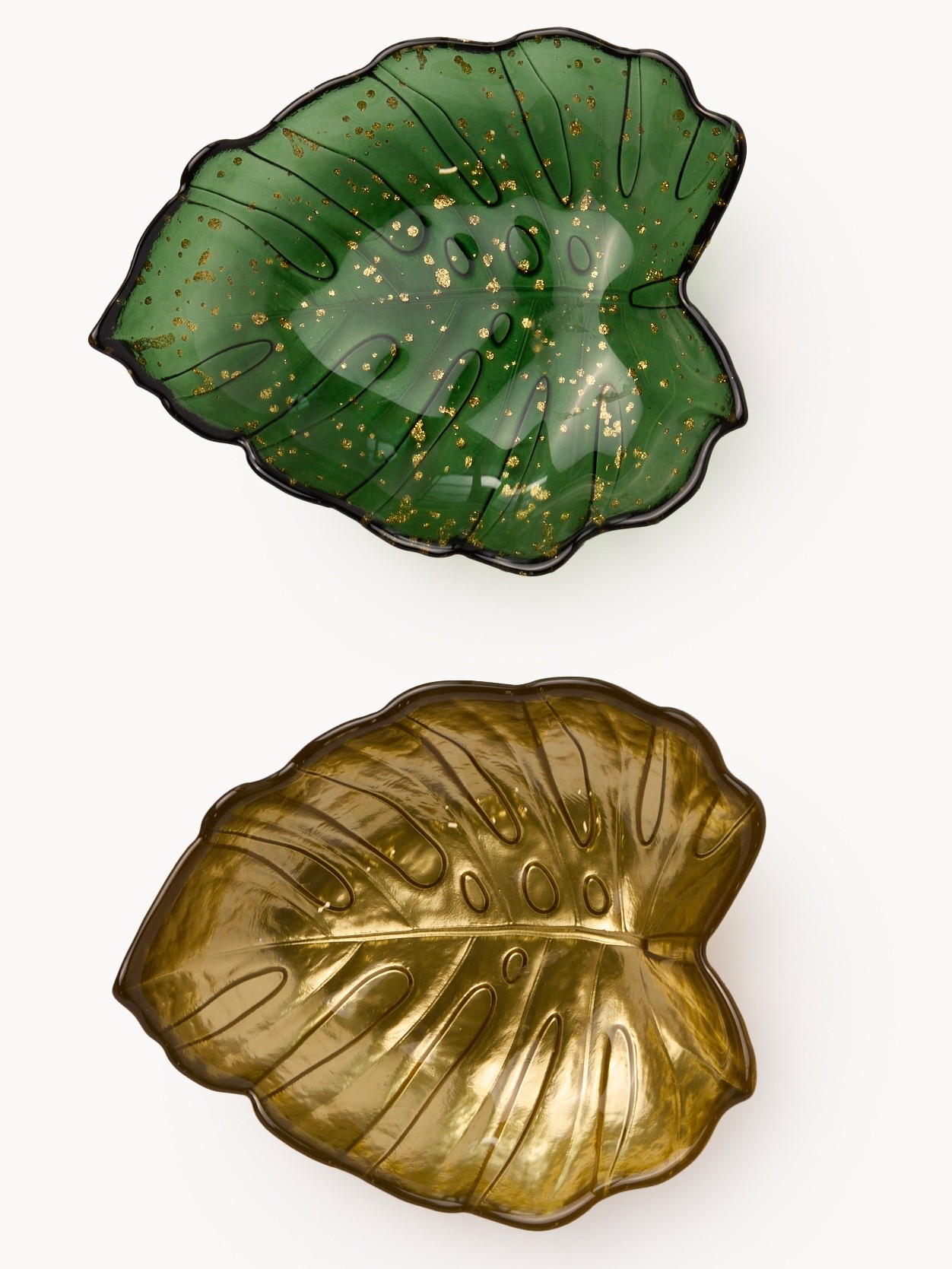 Monstera leaf plate, Verde/Oro, large image number 0