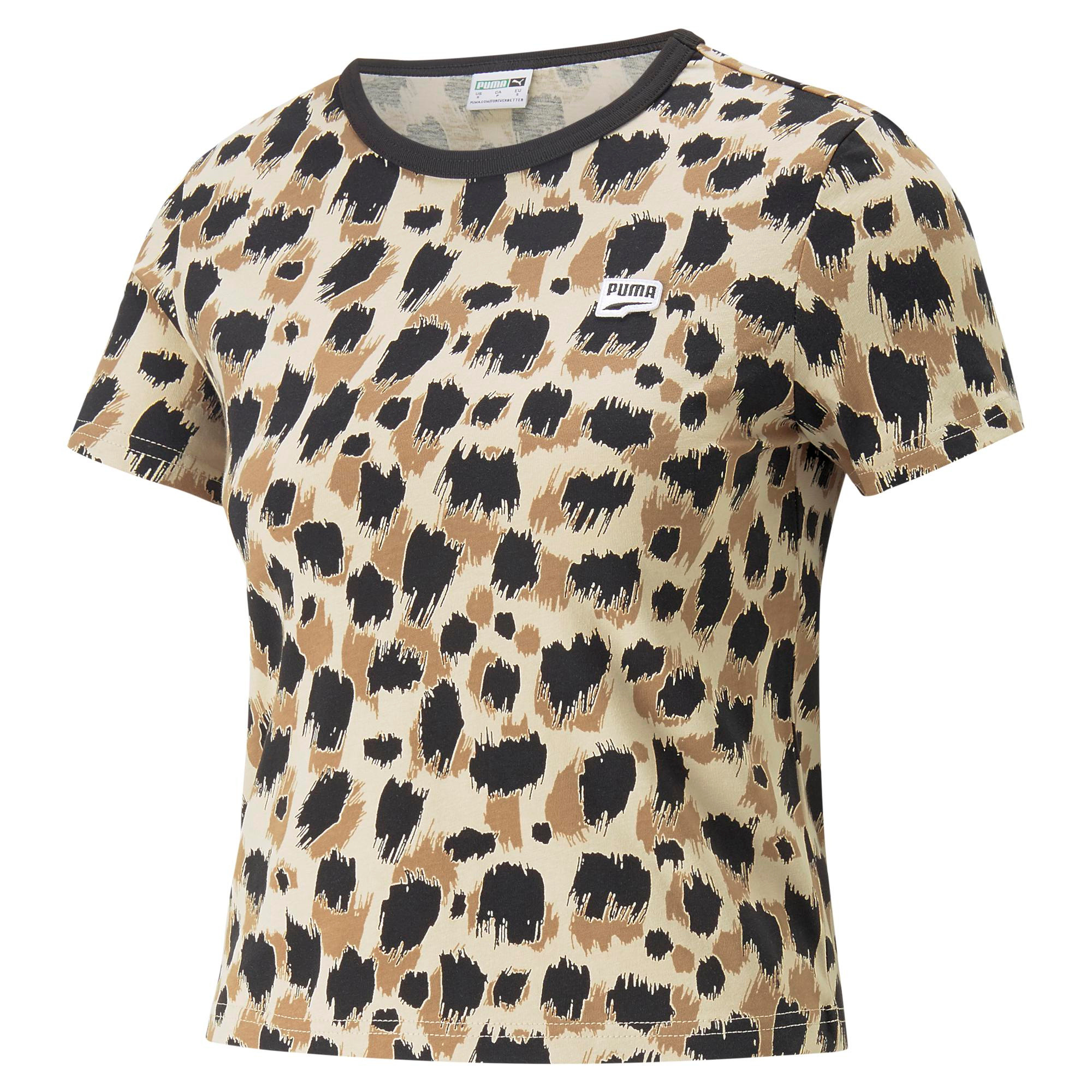 Puma - T-shirt aderente in cotone con logo, Animalier, large image number 0