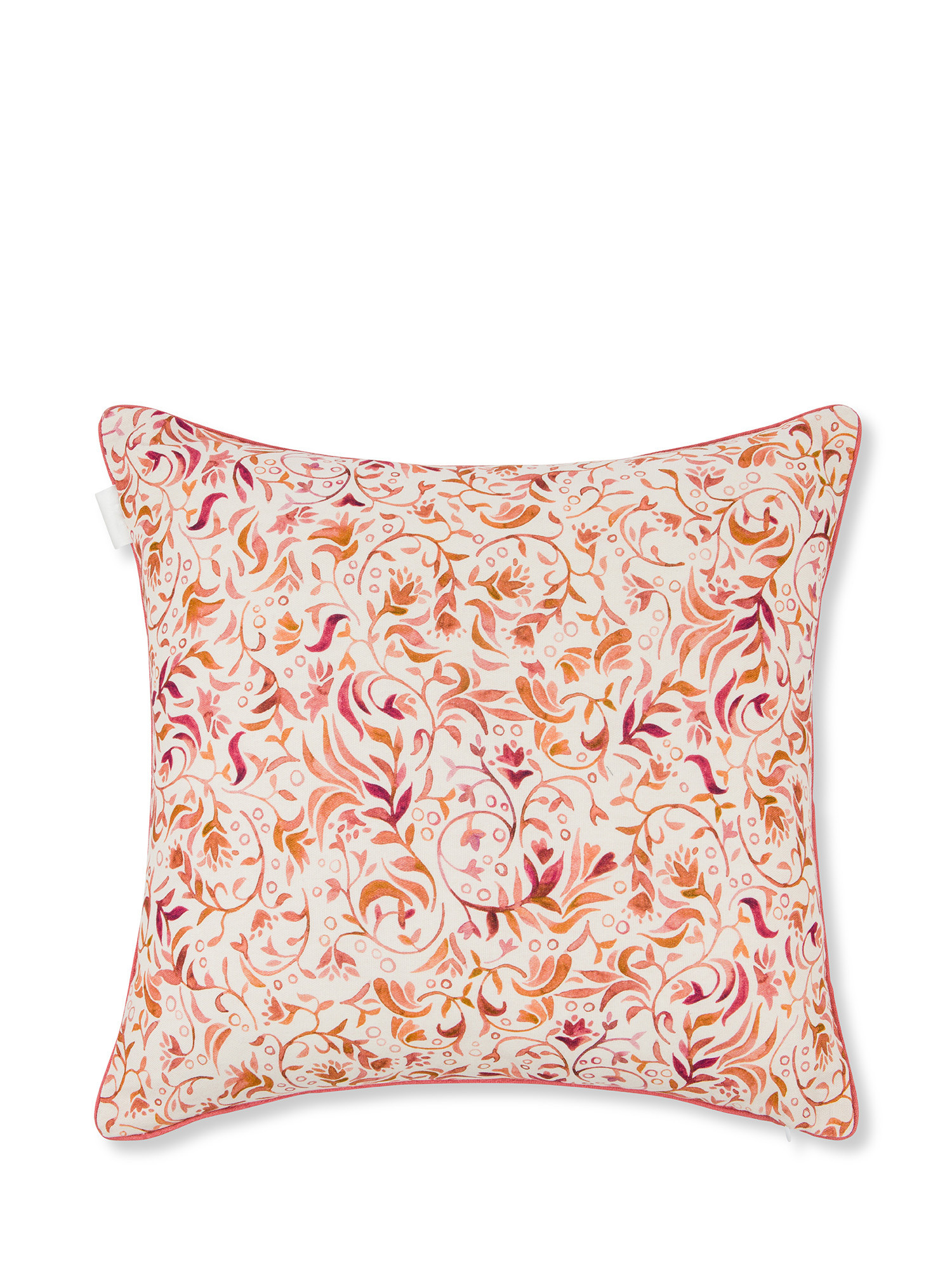 Cuscino cotone stampa ramage 45x45cm, Rosso, large image number 1
