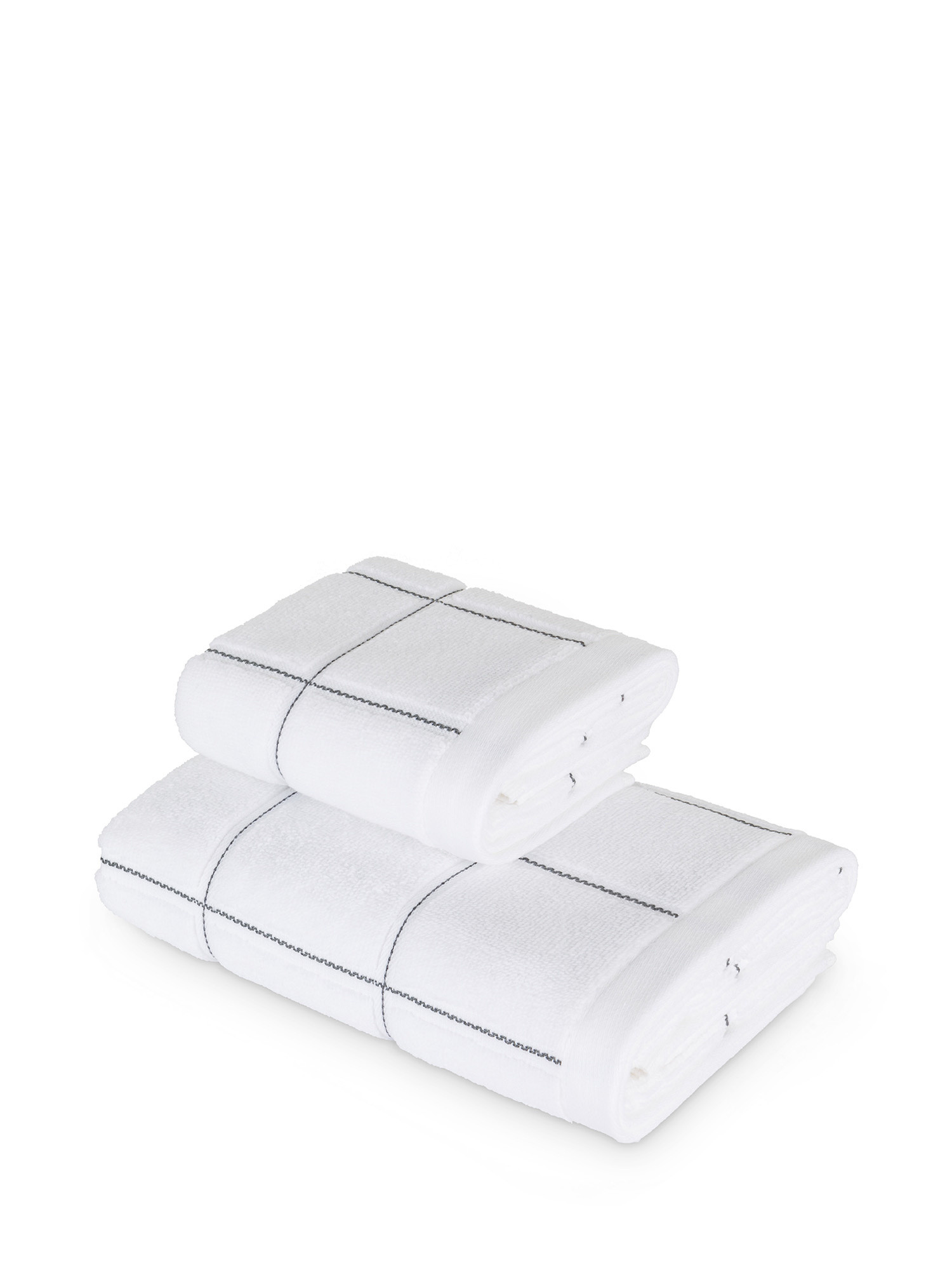 Asciugamano di puro cotone tinto in filo a quadri, Bianco, large image number 0