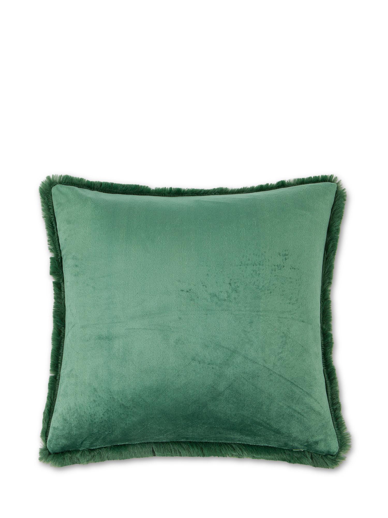 Solid color fur effect cushion, Green, large image number 1