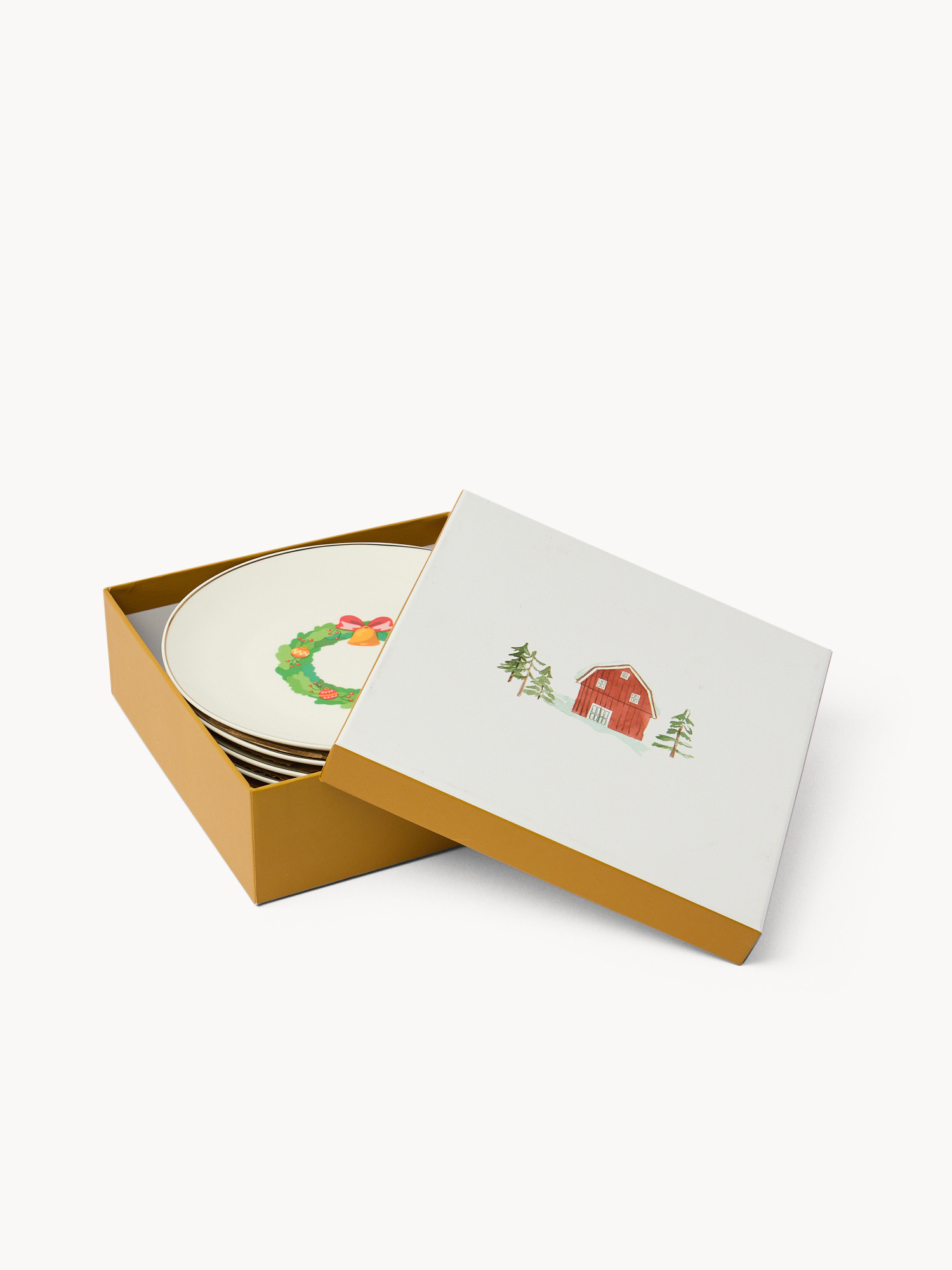 Set of 6 decorated New Bone China fruit plates, White, large image number 1