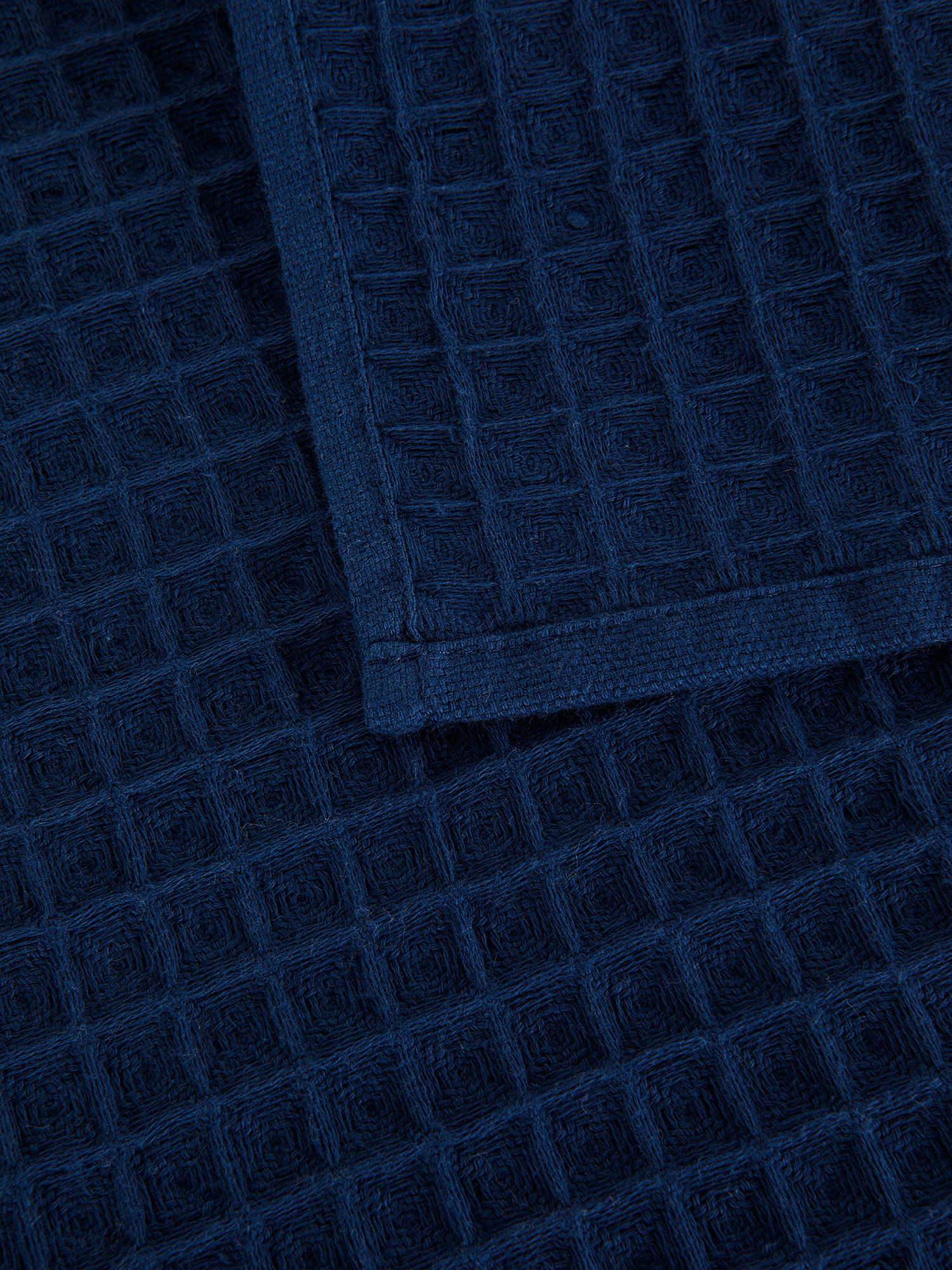 Set of 2 solid color honeycomb cotton towels, Blue, large image number 3