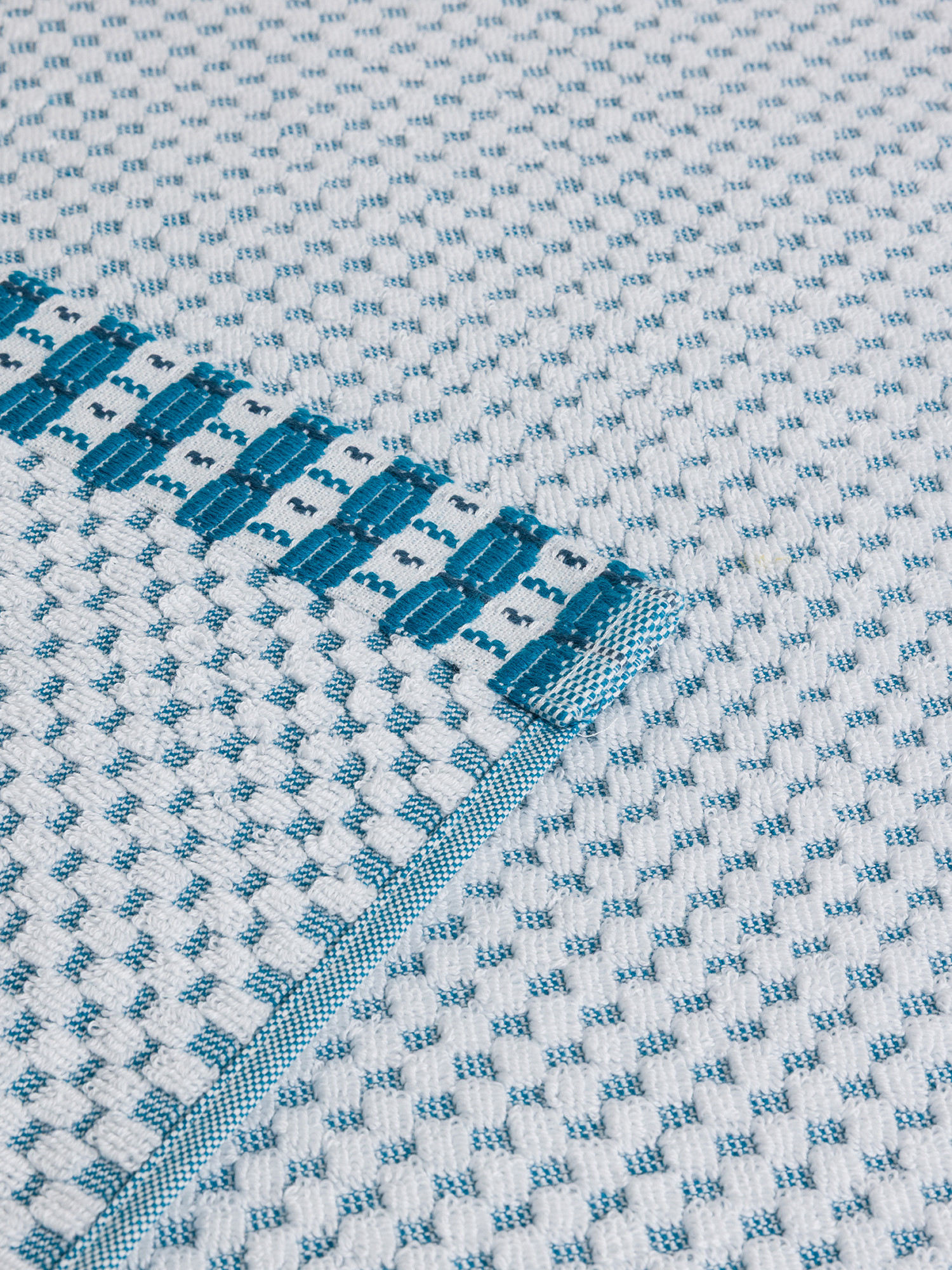 Asciugamano in cotone con lavorazione jacquard, Azzurro, large image number 2