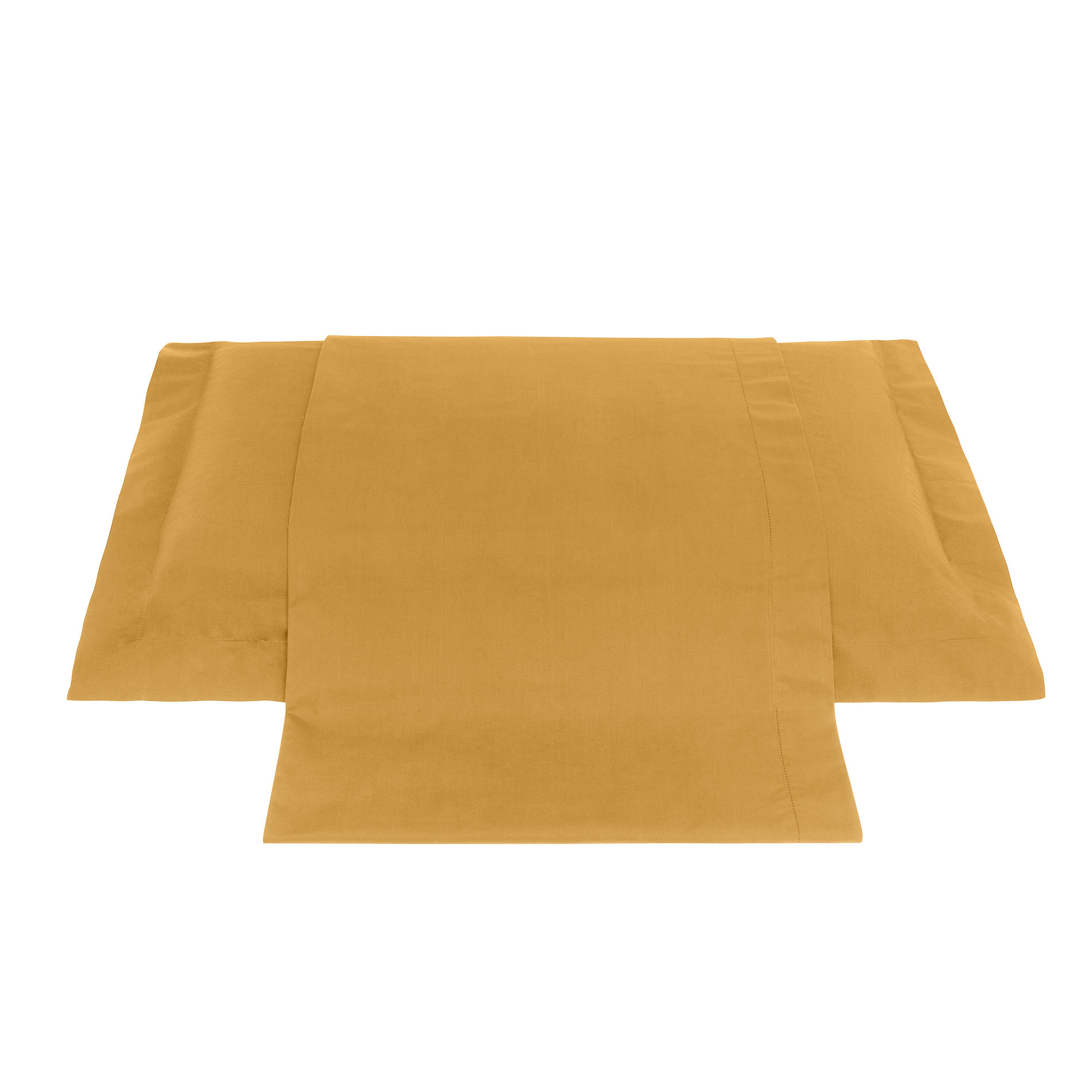 Zefiro solid colour flat sheet in percale., Ocra Yellow, large image number 0