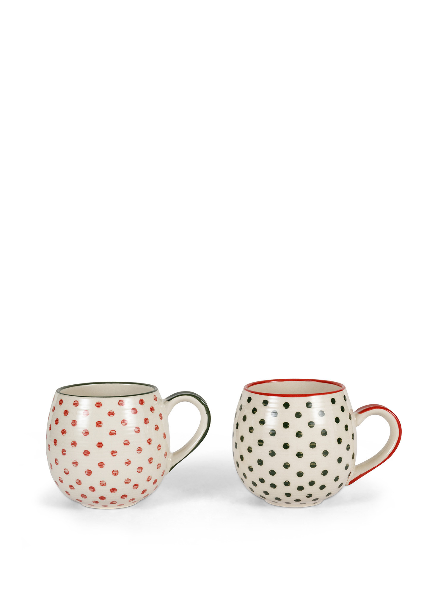 Polka dot stoneware ceramic mug, White, large image number 0