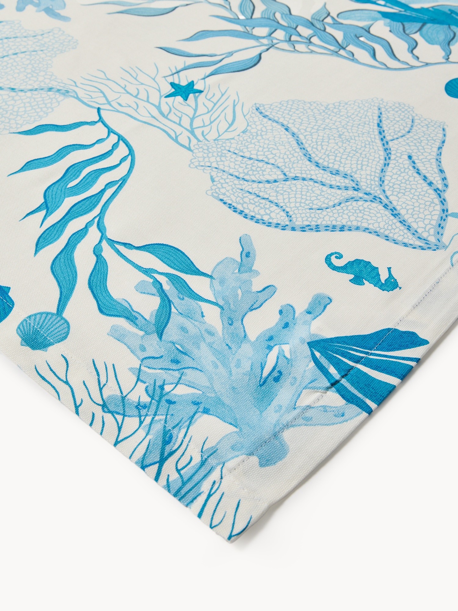 Panama Cotton Centerpiece with Marine Print - Introductory Price, White / Blue, large image number 1