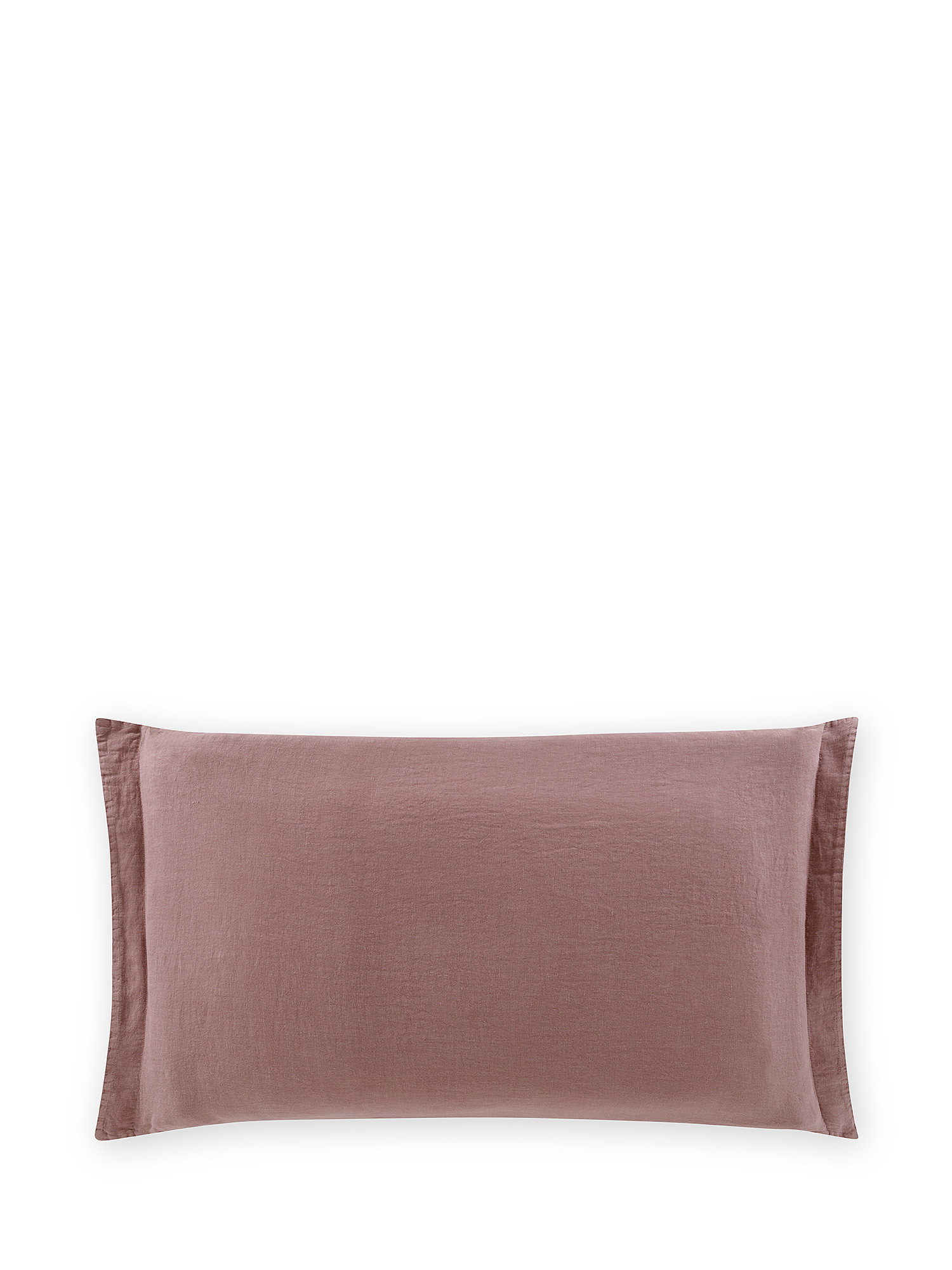 Zefiro plain color linen and cotton pillowcase, Dark Pink, large image number 0