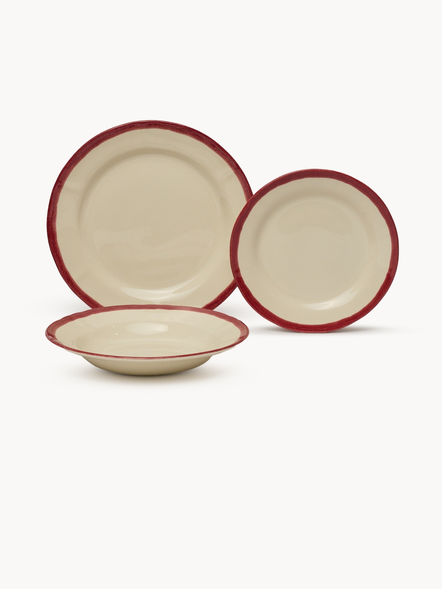Ceramic side dish with colored edge, Bianco/Rosso, large image number 2