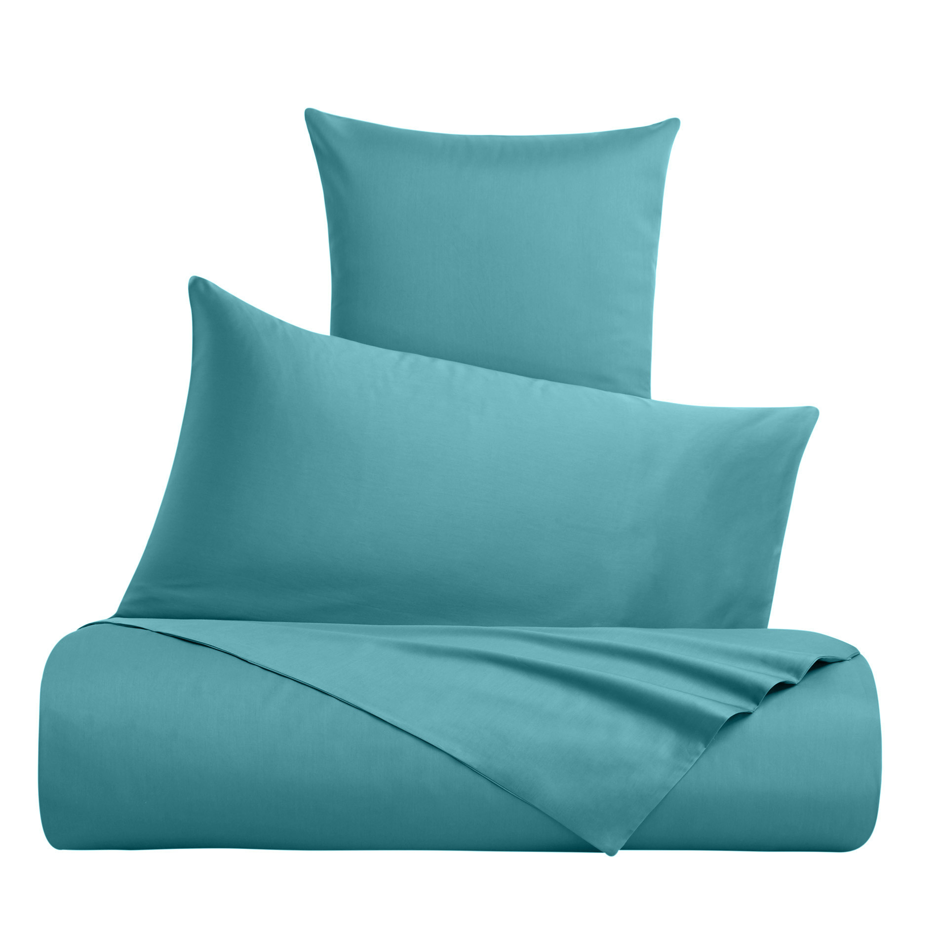 Zefiro bed linen set in 100% cotton satin, Blue Dark, large image number 0