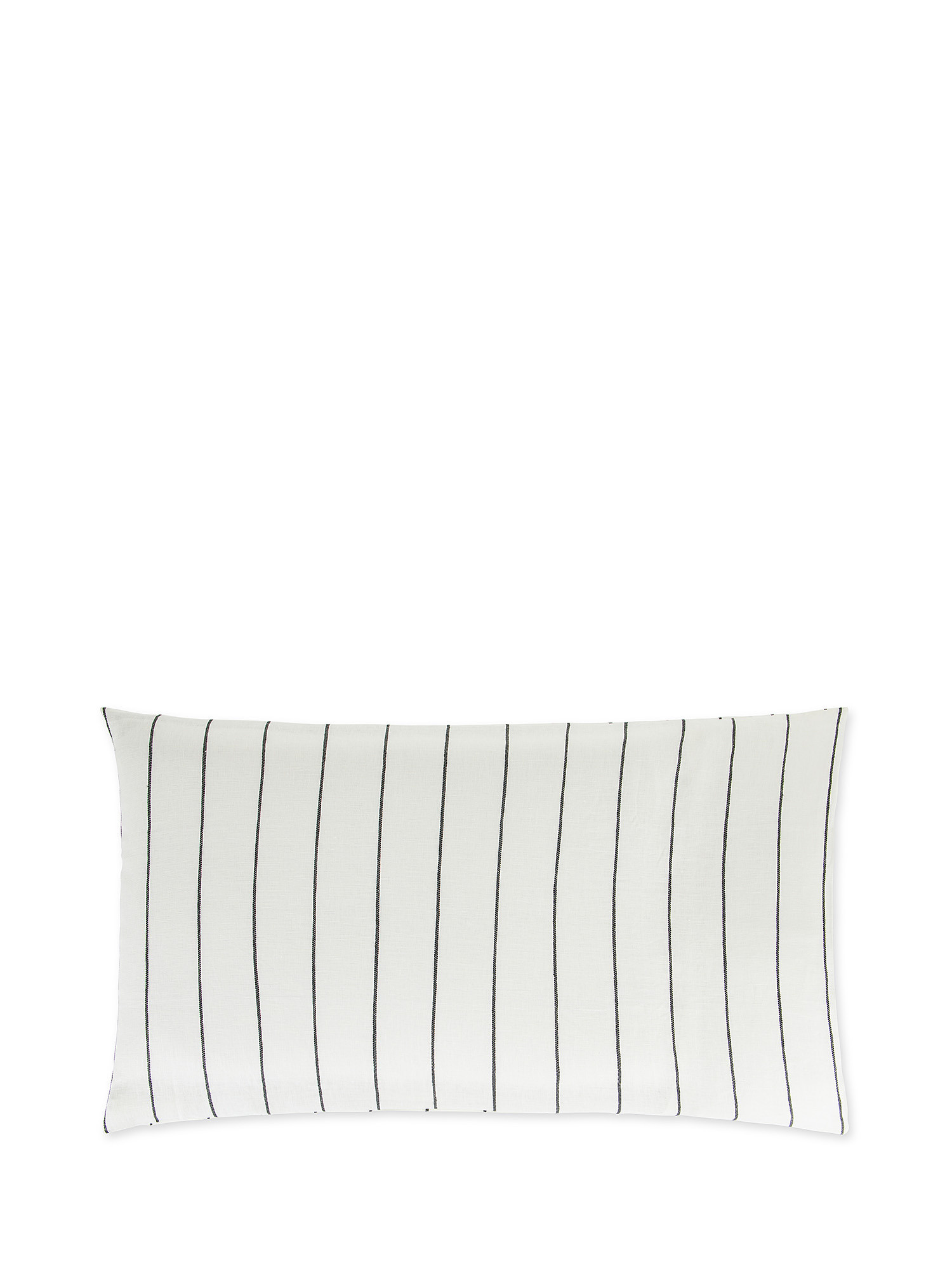 Pure linen striped pillowcase, White, large image number 0