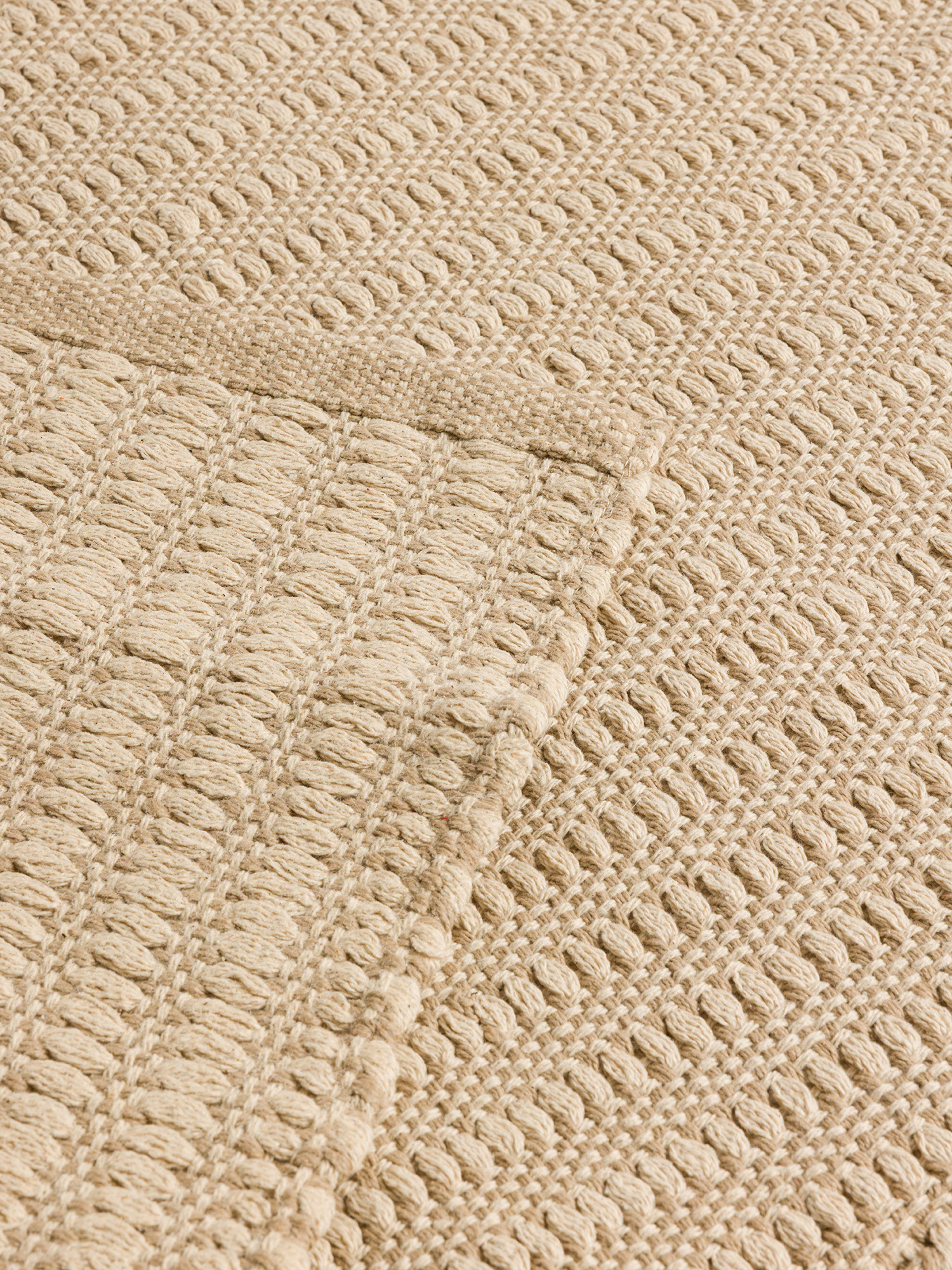 Solid-color cotton bath mat, Beige, large image number 1