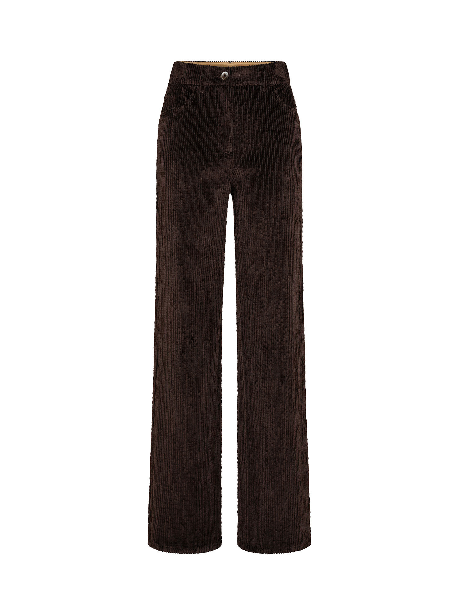 Pantalone a gamba svasata in velluto, Brown, large image number 0