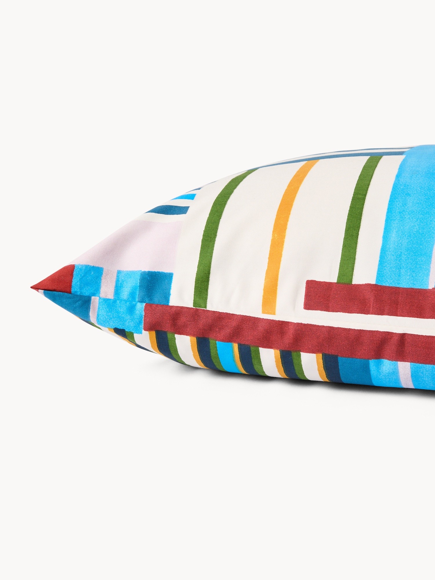 Striped cotton percale pillowcase, Multicolor, large image number 1