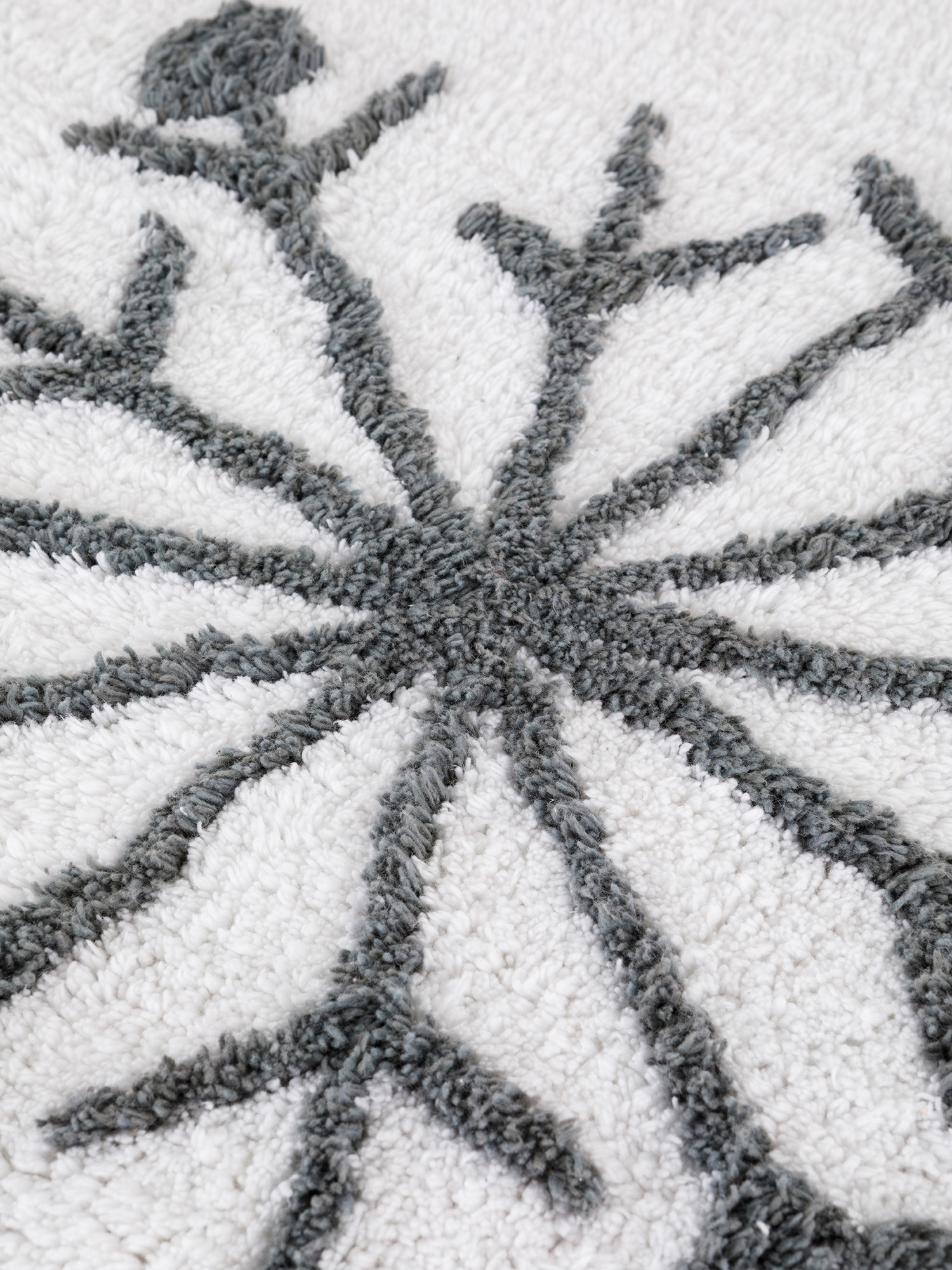 Tappeto bagno cotone ricamo fiocchi di neve, White, large image number 1