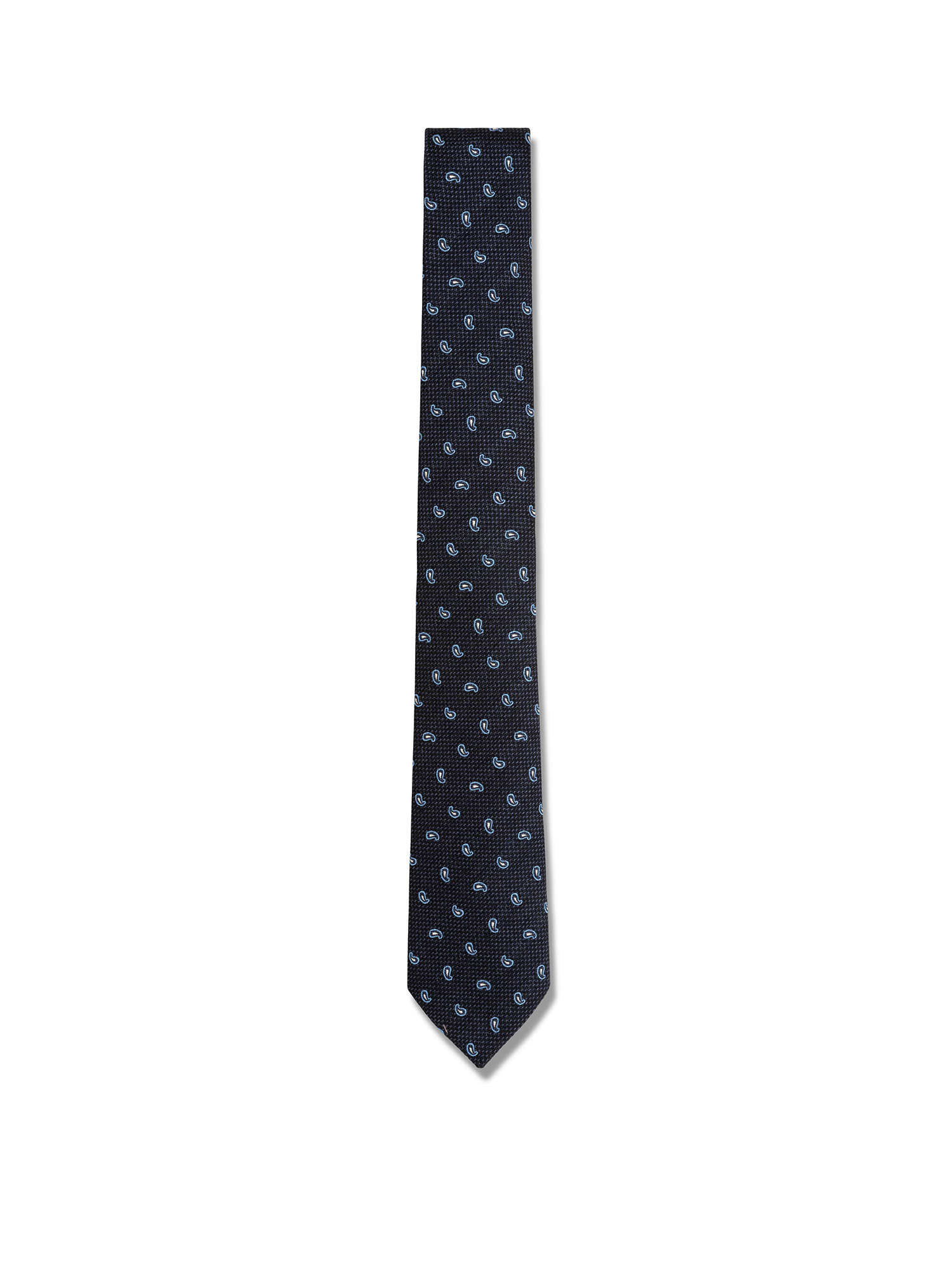 Luca D'Altieri - Patterned silk and cotton tie, Blue, large image number 1