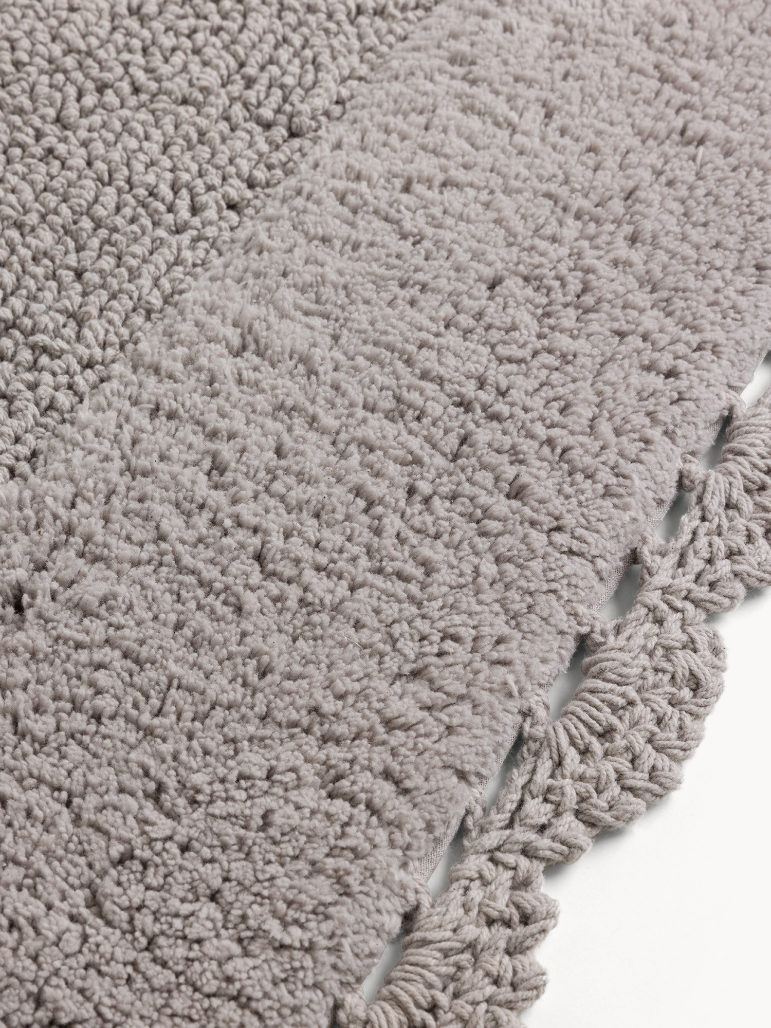 Tappeto bagno ovale con applicazioni crochet, Grigio, large image number 1