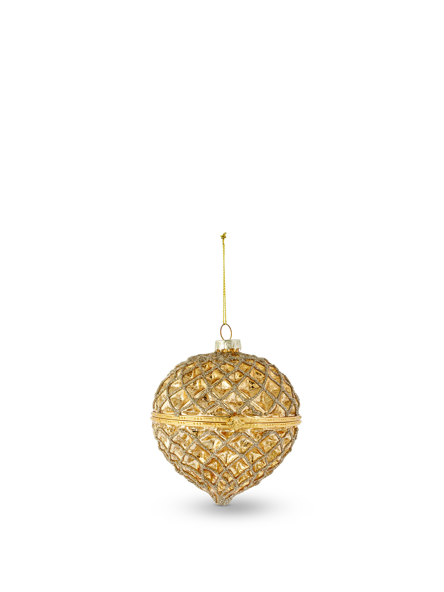 Addobbo albero a forma di pigna in vetro, Oro, large image number 0