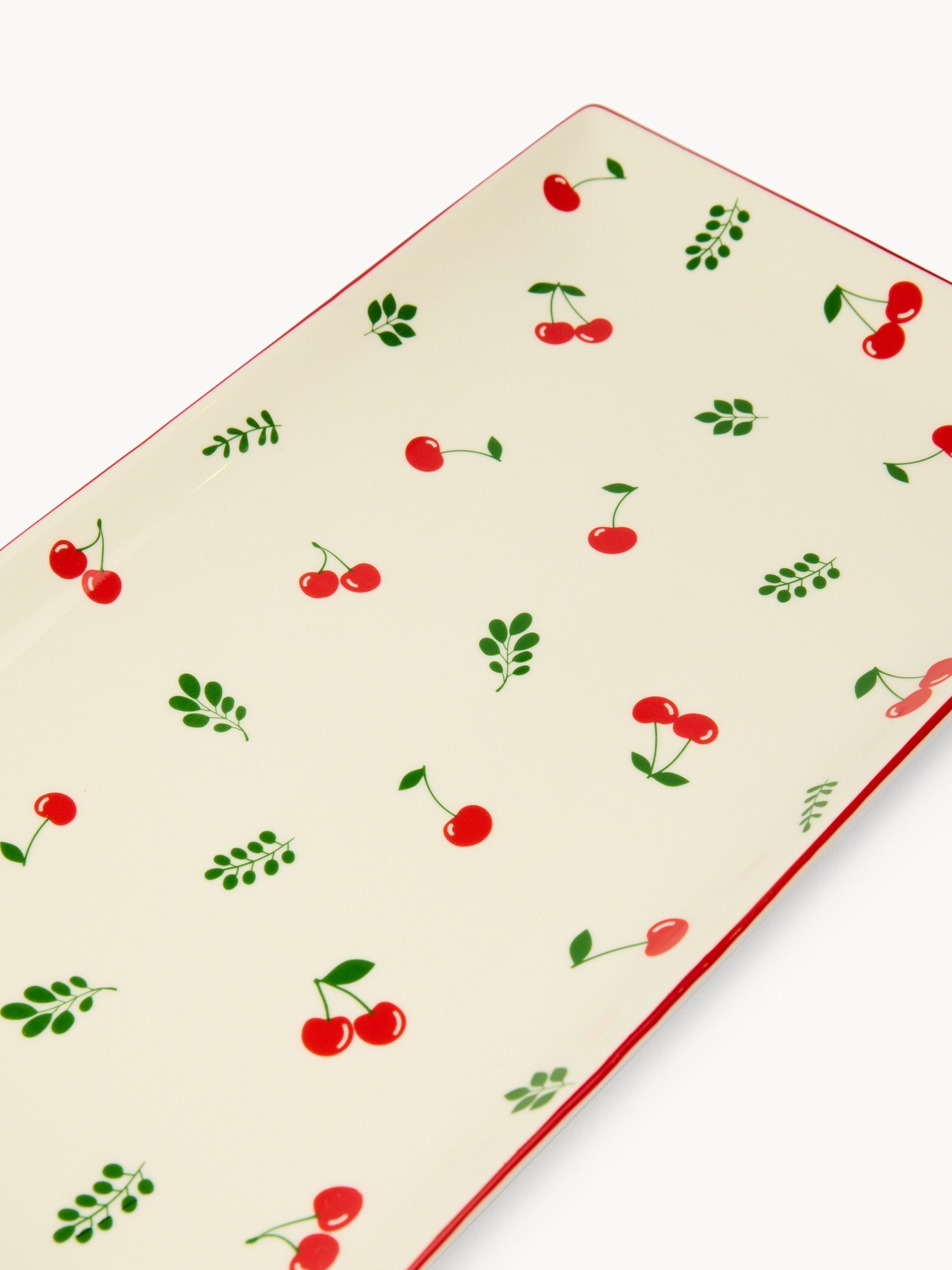 Piatto in new bone china motivo ciliegie - Prezzo di lancio, Bianco, large image number 1