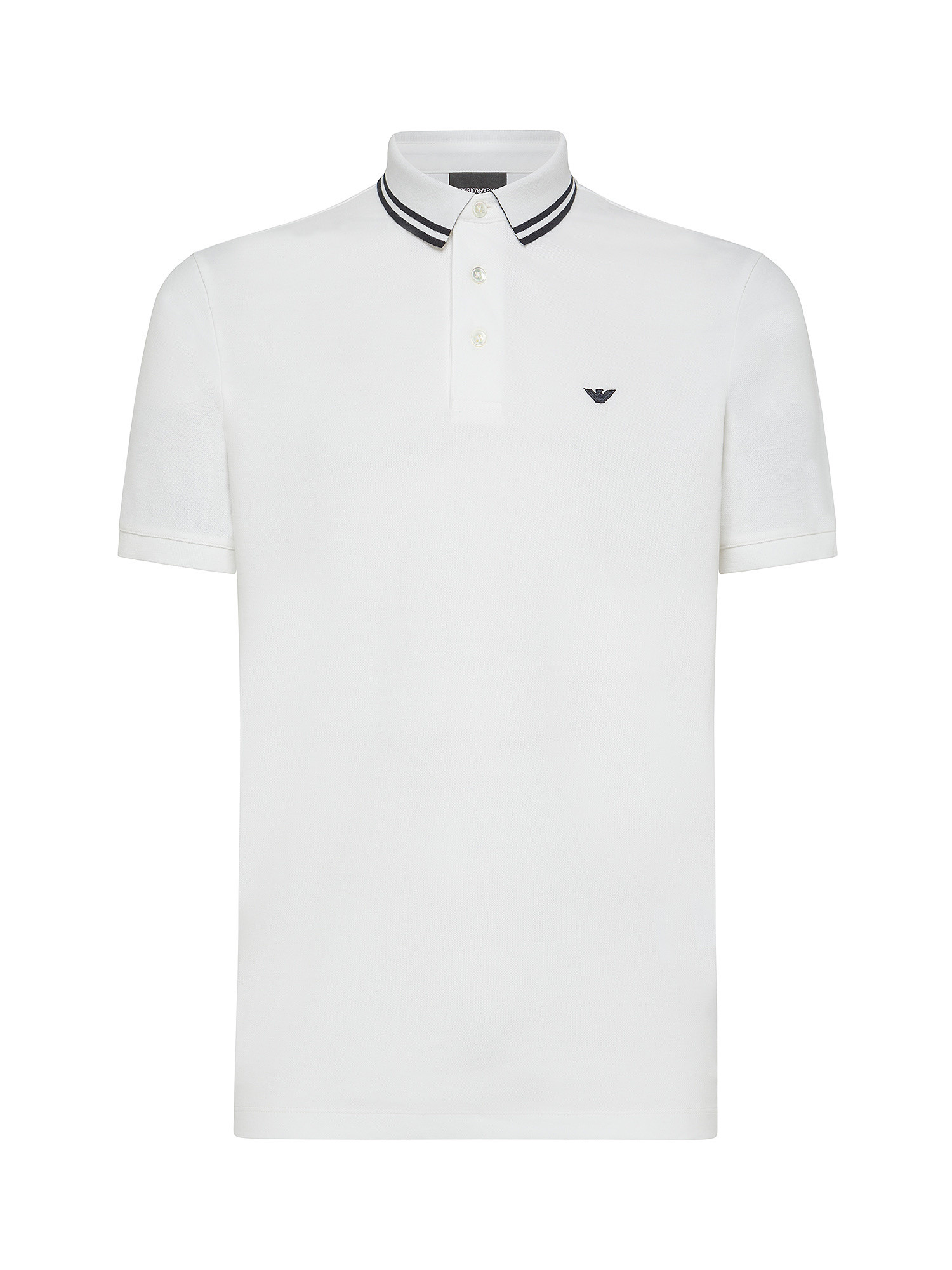 Emporio Armani - Cotton polo shirt with embroidered logo, White, large image number 0