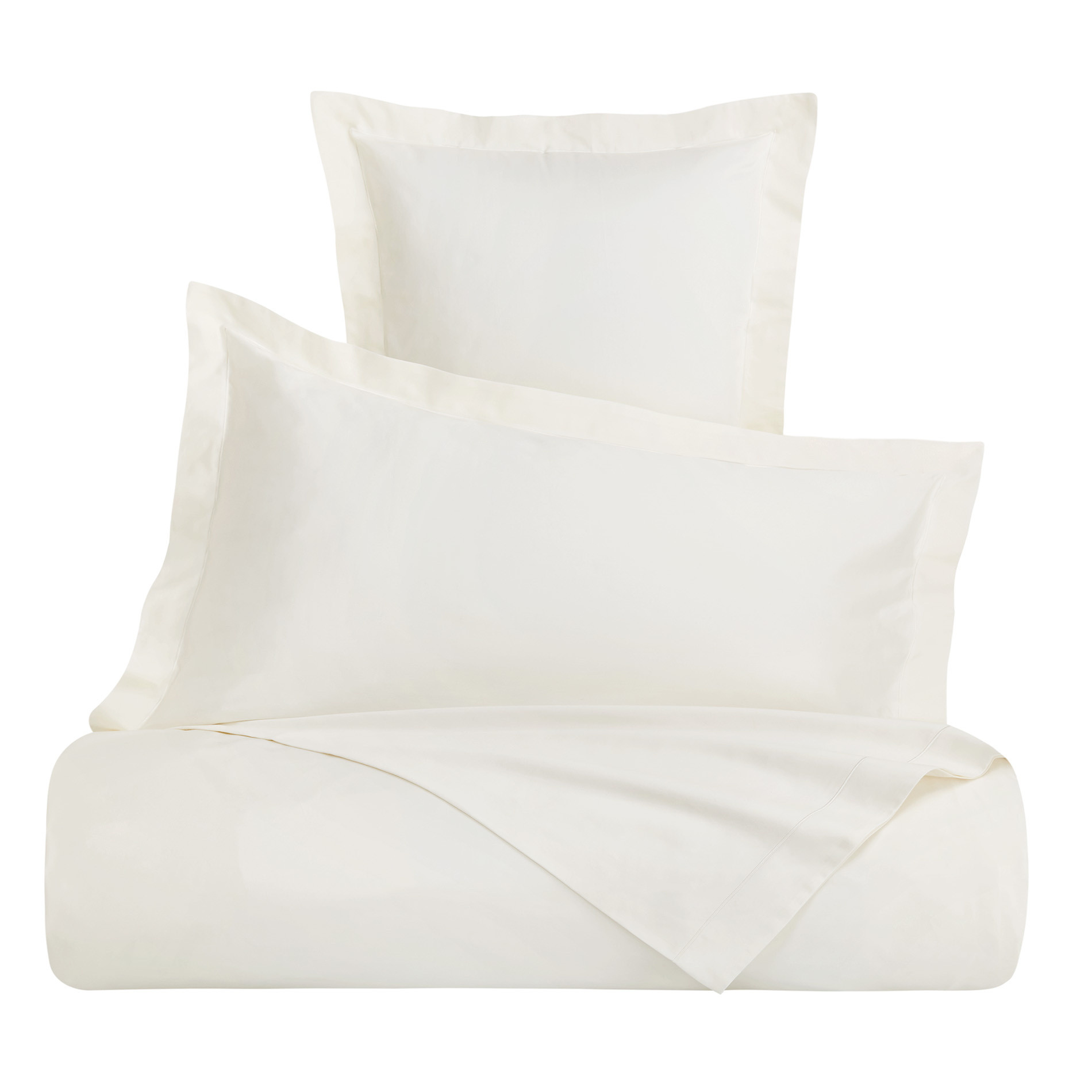Pillowcase in TC400 satin cotton, Cream, large image number 1