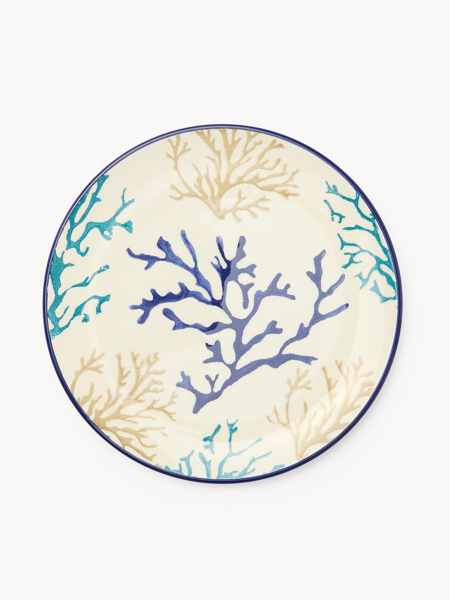 Ceramic fruit plate with coral pattern, Bianco/Azzurro, large image number 0
