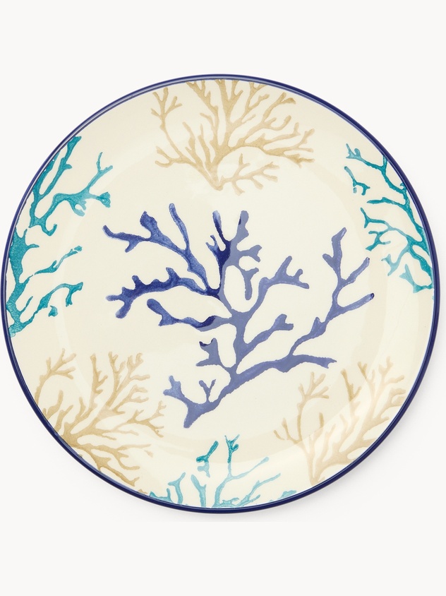 Ceramic fruit plate with coral pattern