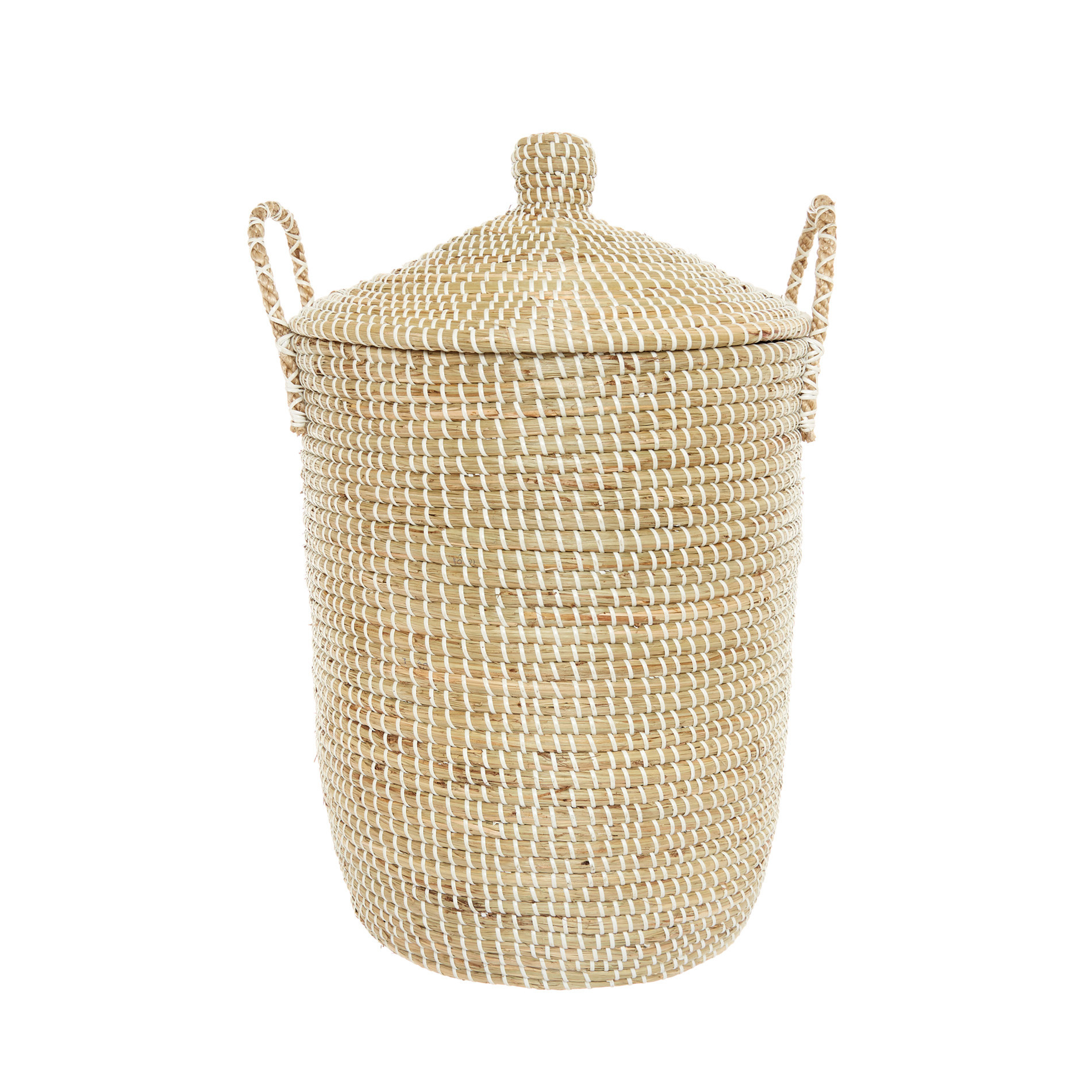 Handmade seagrass laundry basket, Beige, large image number 0