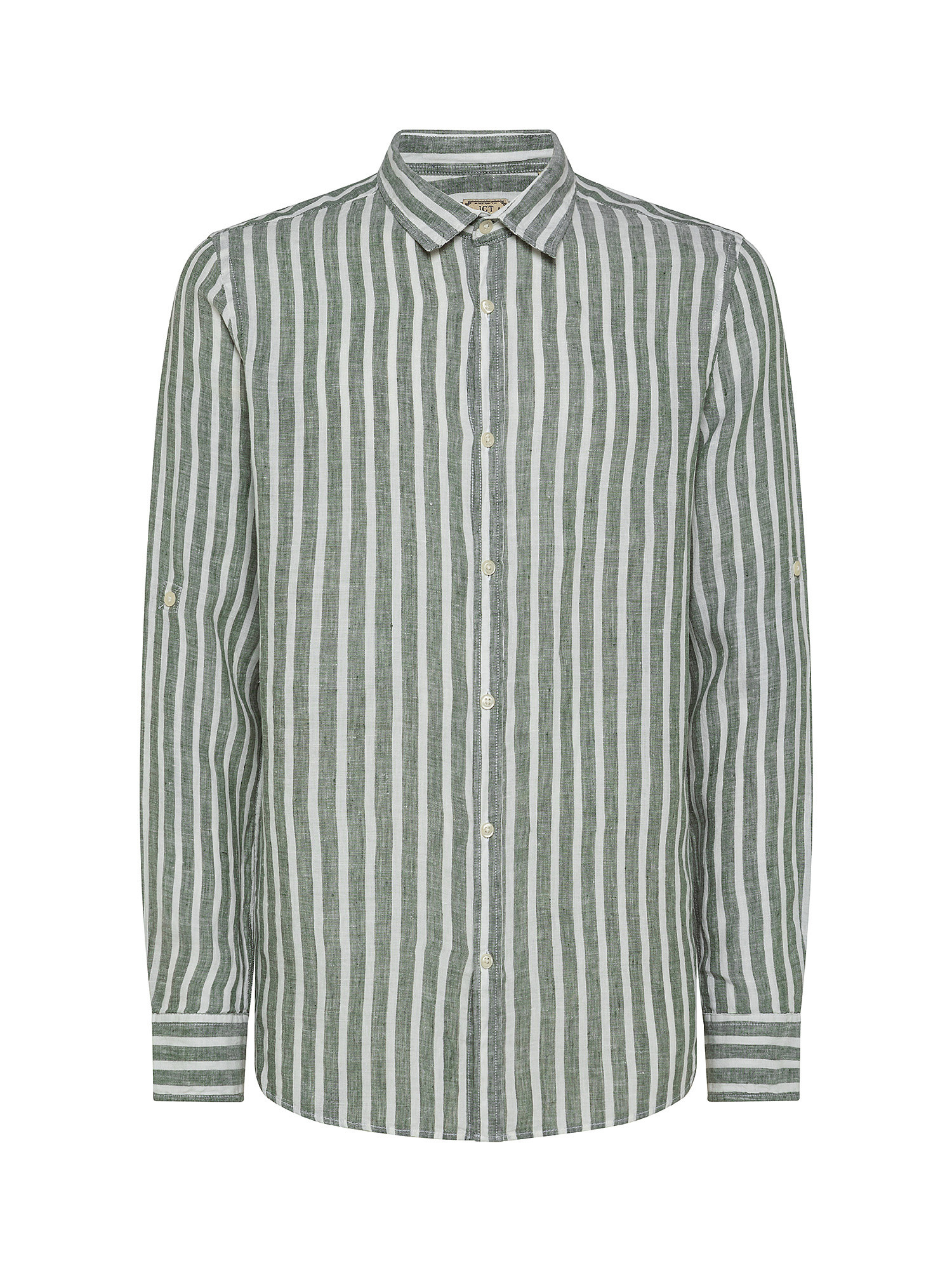 Camicia puro lino collo francese, Verde chiaro, large image number 0