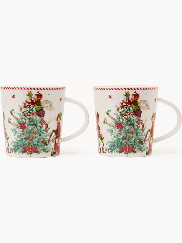 Set of 2 porcelain mugs with a Christmas motif