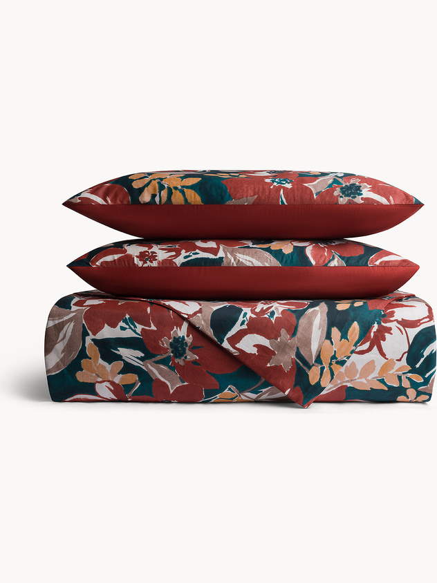 Floral Print Cotton Sateen Duvet Cover