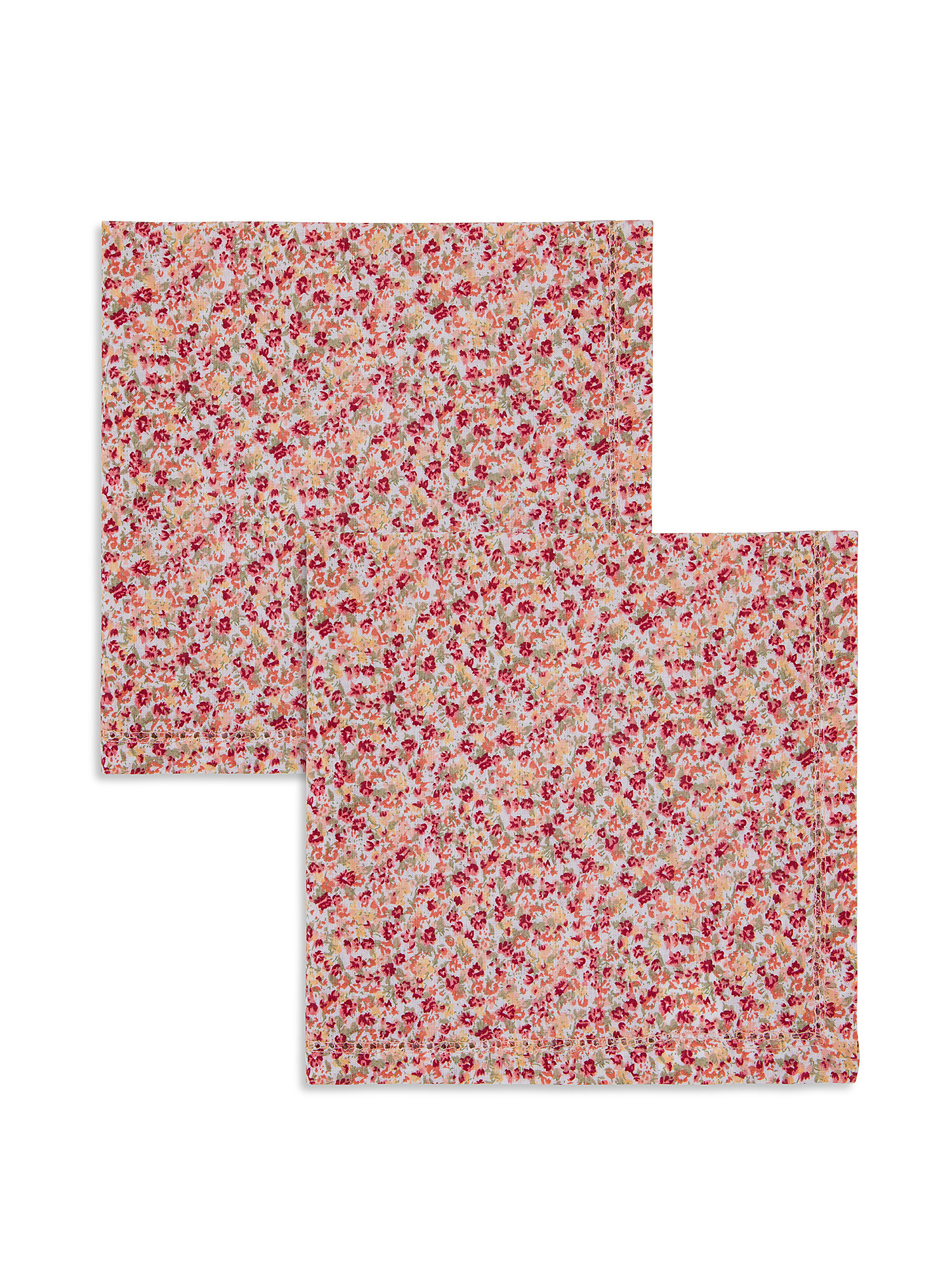 Set 2 tovaglioli puro cotone stampa fiorellini, Rosa, large image number 0