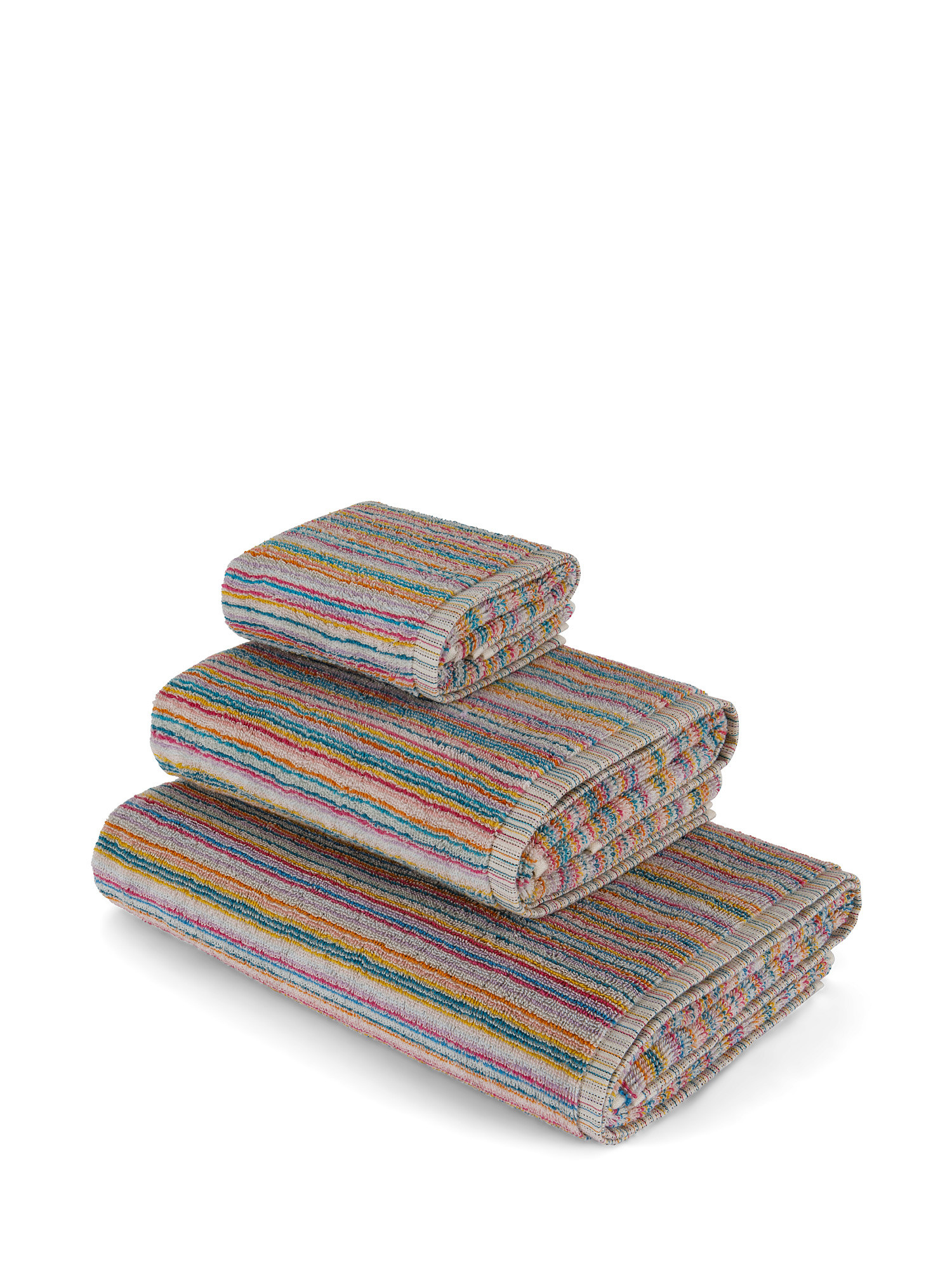 Asciugamano cotone jacquard a righe, Multicolor, large image number 0