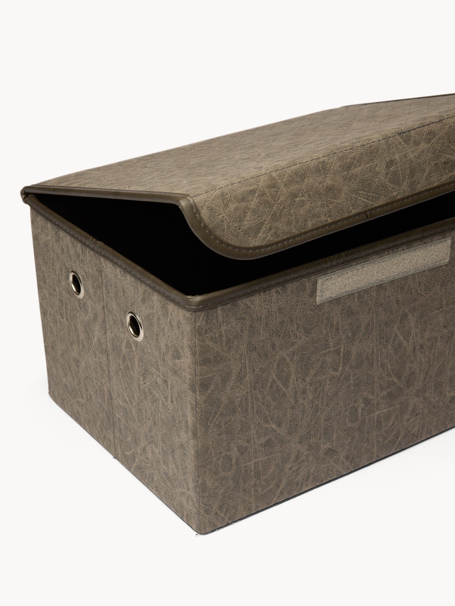 Leather-look Hamper with Lid - Discounted Price, Grey, large image number 1