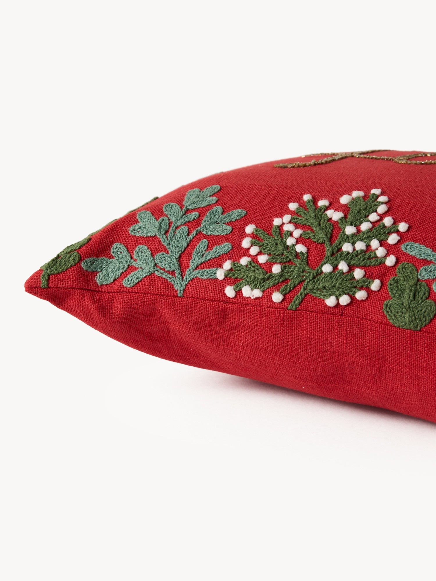 Bead-embroidered cushion 35x50cm, Red, large image number 1