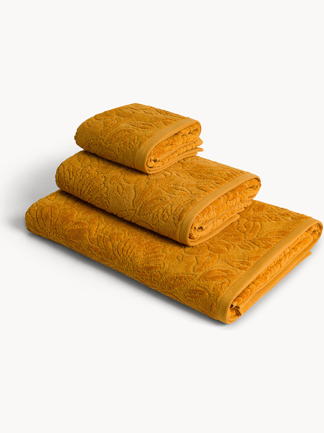 Asciugamano in velour di cotone lavorazione floreale