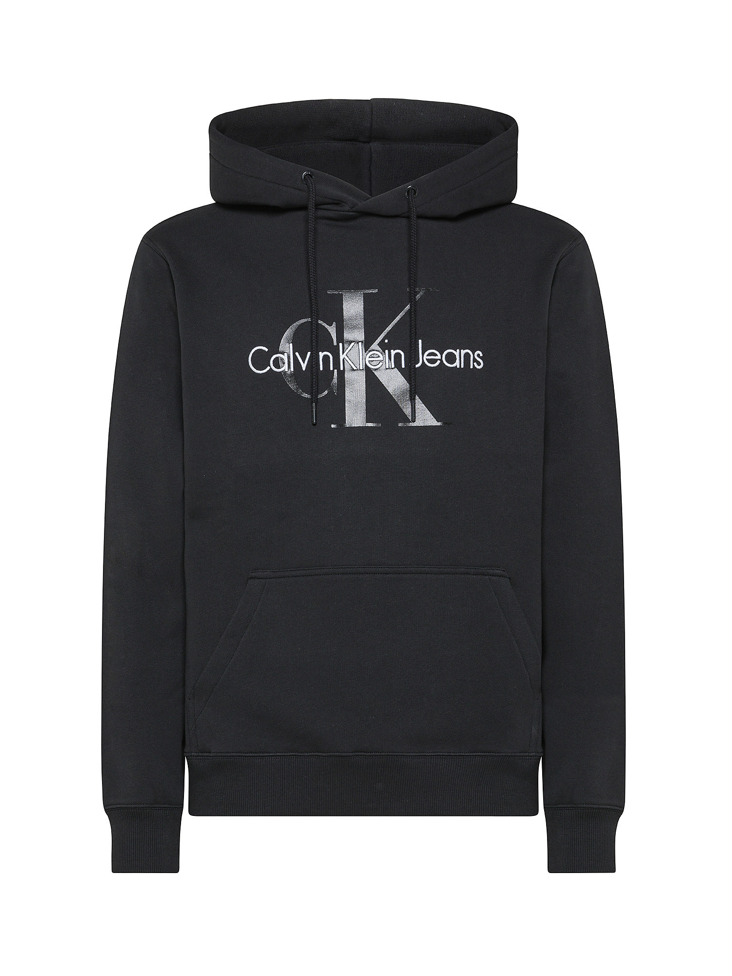 Calvin Klein Jeans -  Cotton hooded sweatshirt with logo, Black, large image number 0