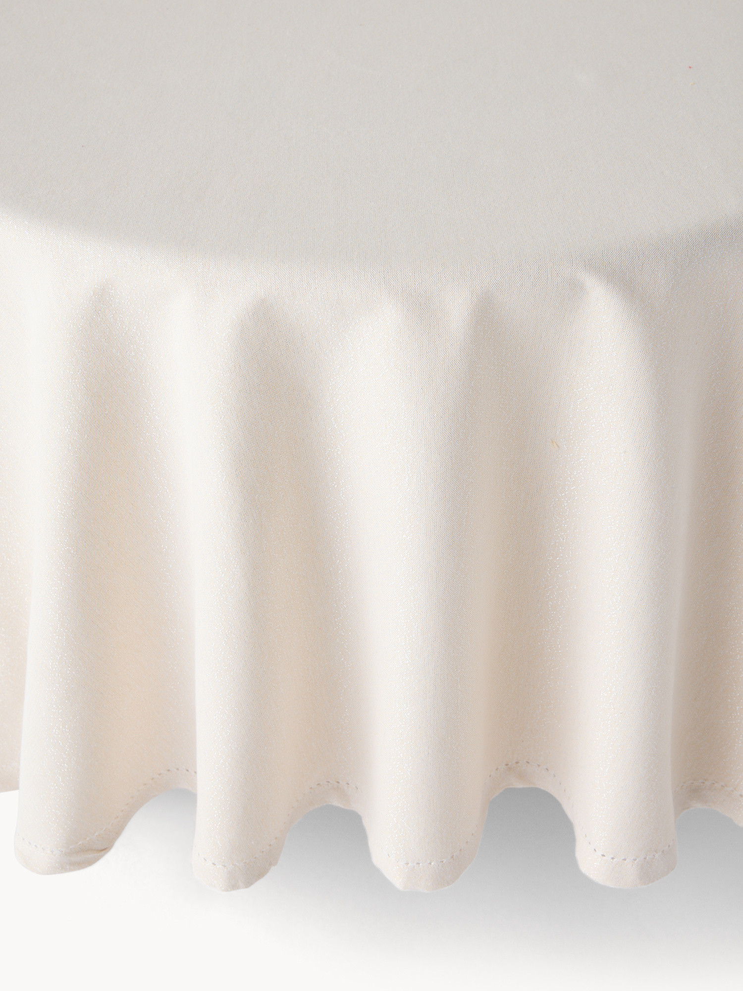 Round cotton and lurex tablecloth with hemstitch, White, large image number 0