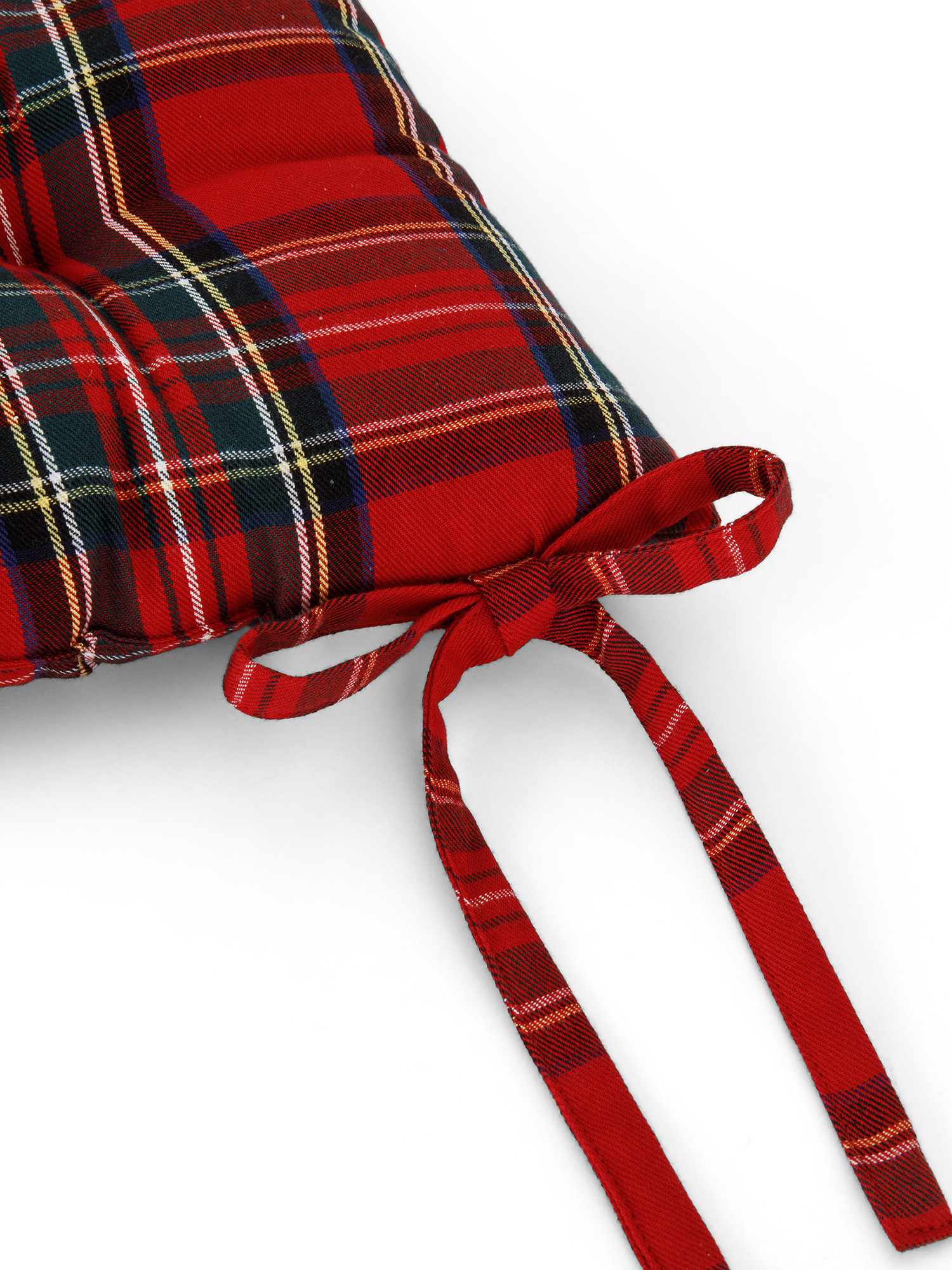 Tartan cotton twill chair cushion, Red, large image number 1