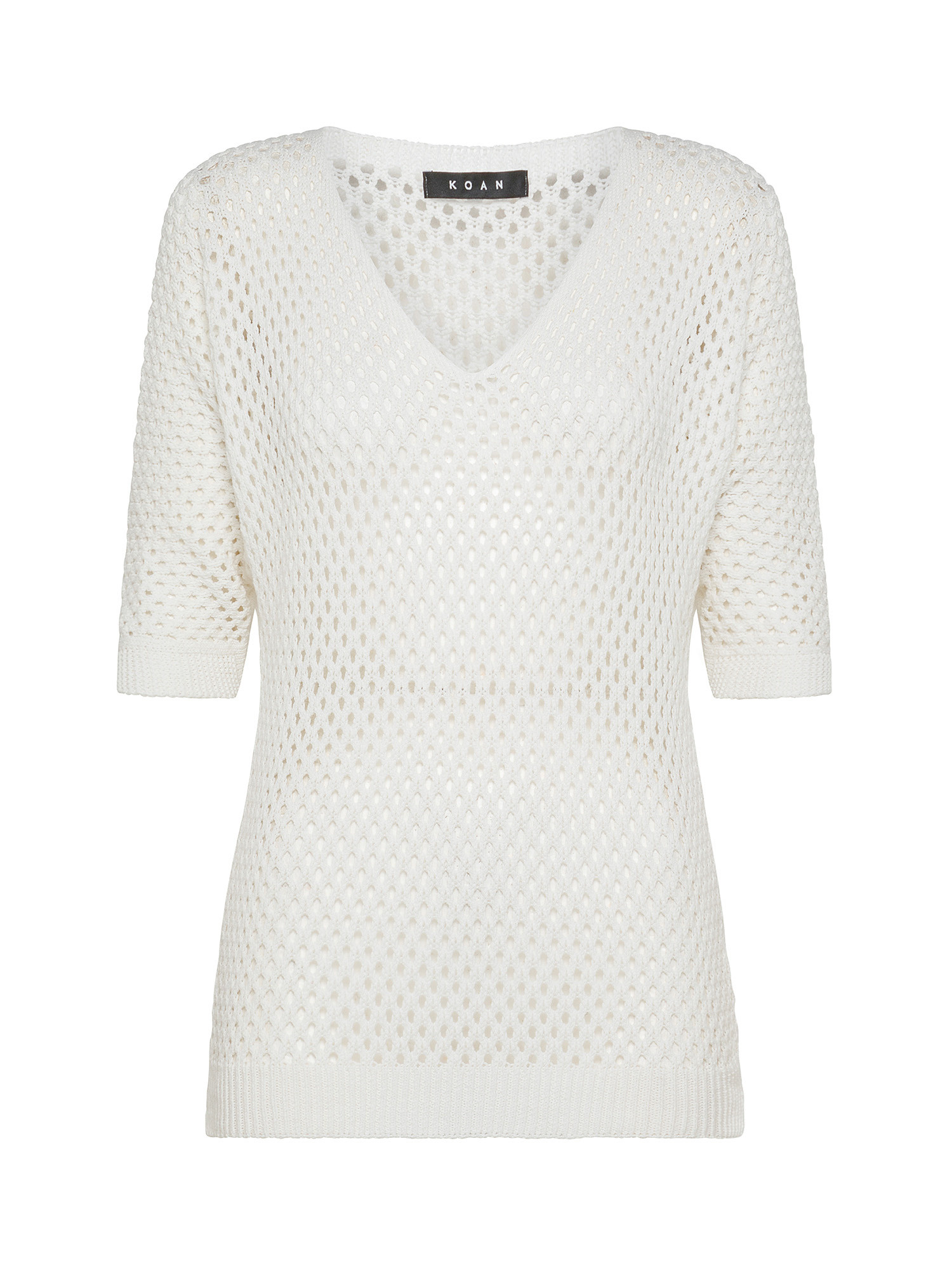 Perforated tricot sweater, White, large image number 0